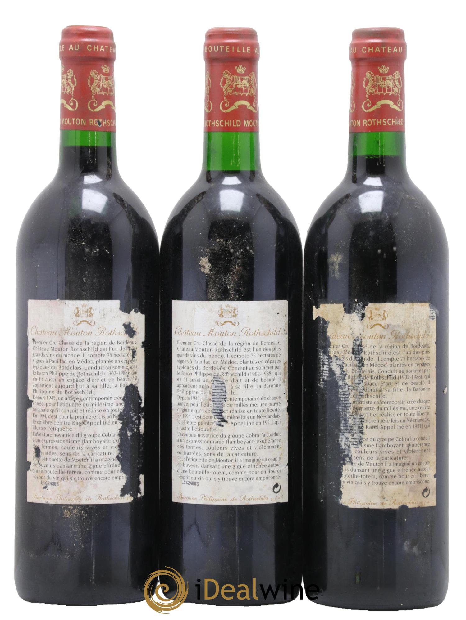 Château Mouton Rothschild 1er Grand Cru Classé 1994 - Lot de 3 bouteilles - 1