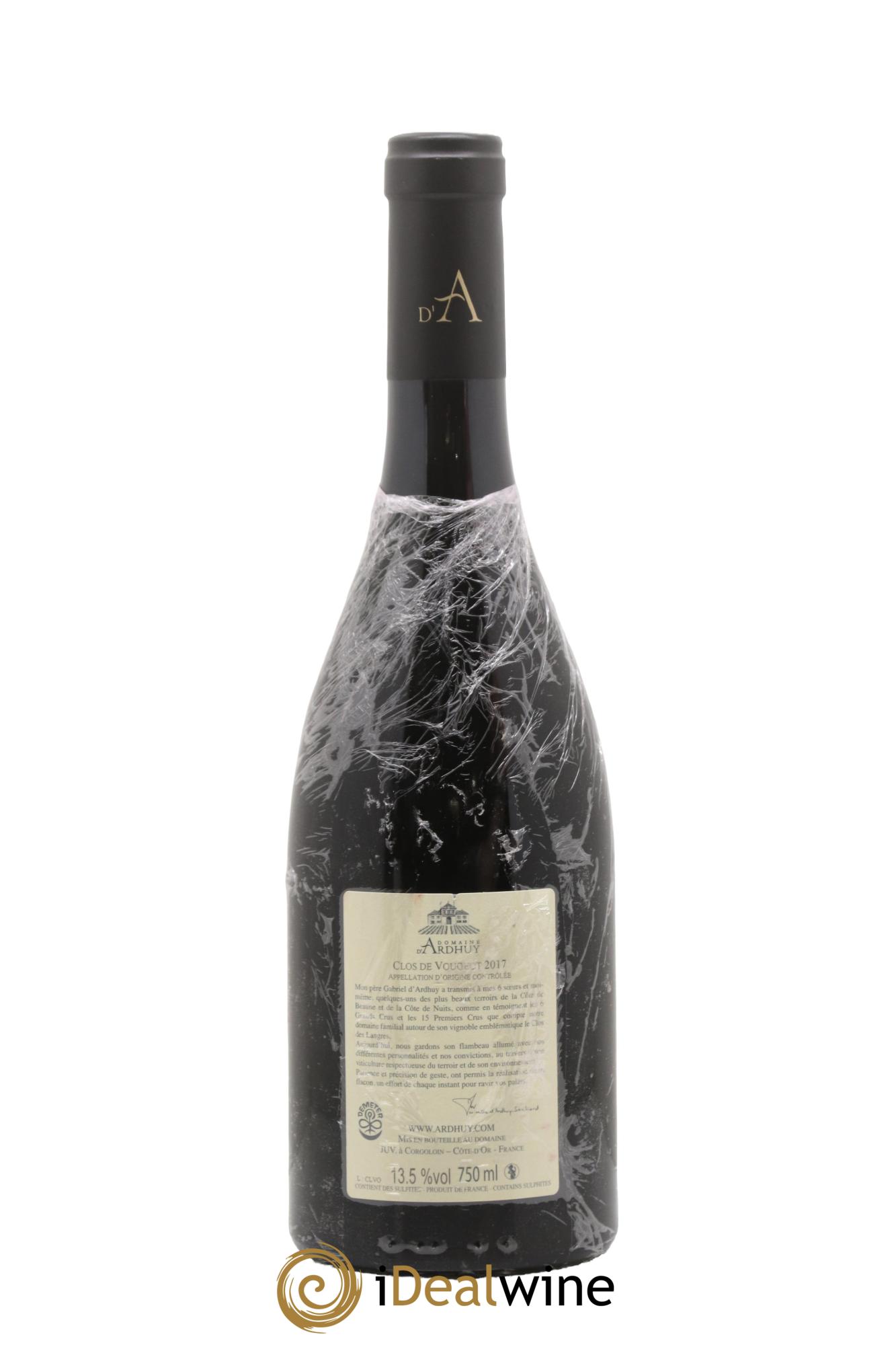 Clos de Vougeot Grand Cru Le Petit Maupertuis Domaine D'Ardhuy 2017 - Lot de 1 bouteille - 1