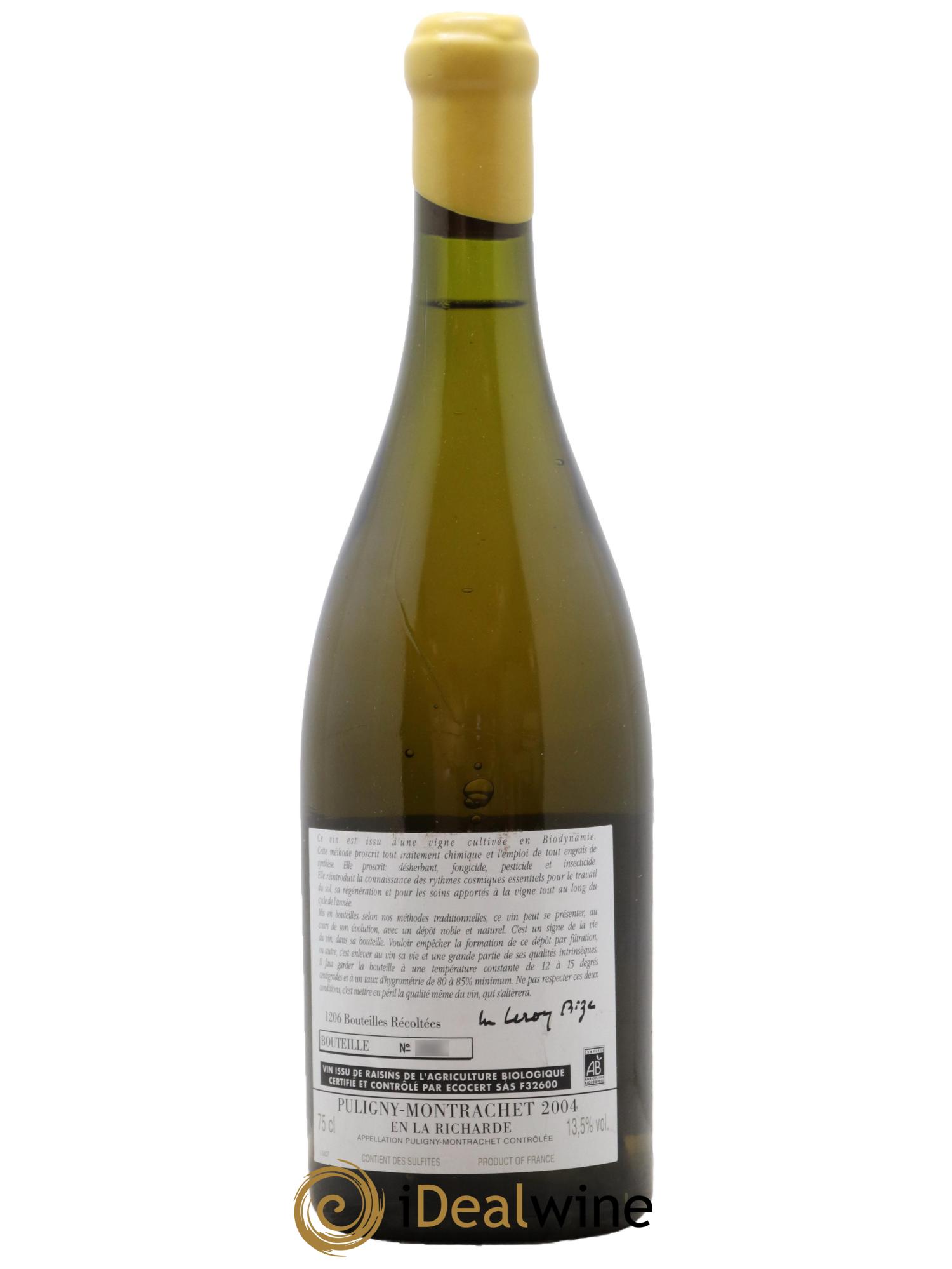 Puligny-Montrachet En La Richarde d'Auvenay (Domaine) 2004 - Lot de 1 bouteille - 1