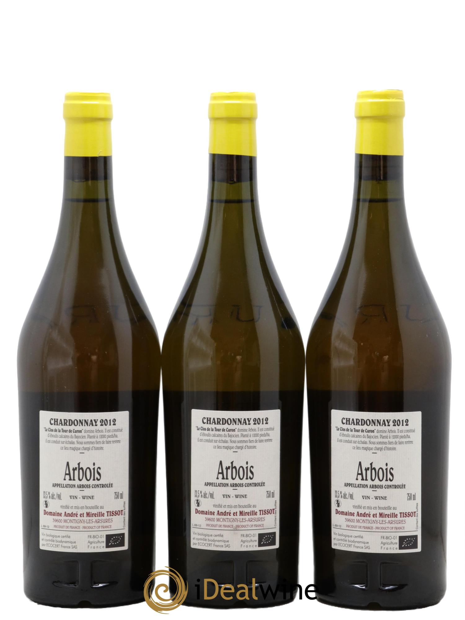 Arbois Chardonnay Le Clos de la Tour de Curon Bénédicte et Stéphane Tissot 2012 - Lot de 3 bouteilles - 1