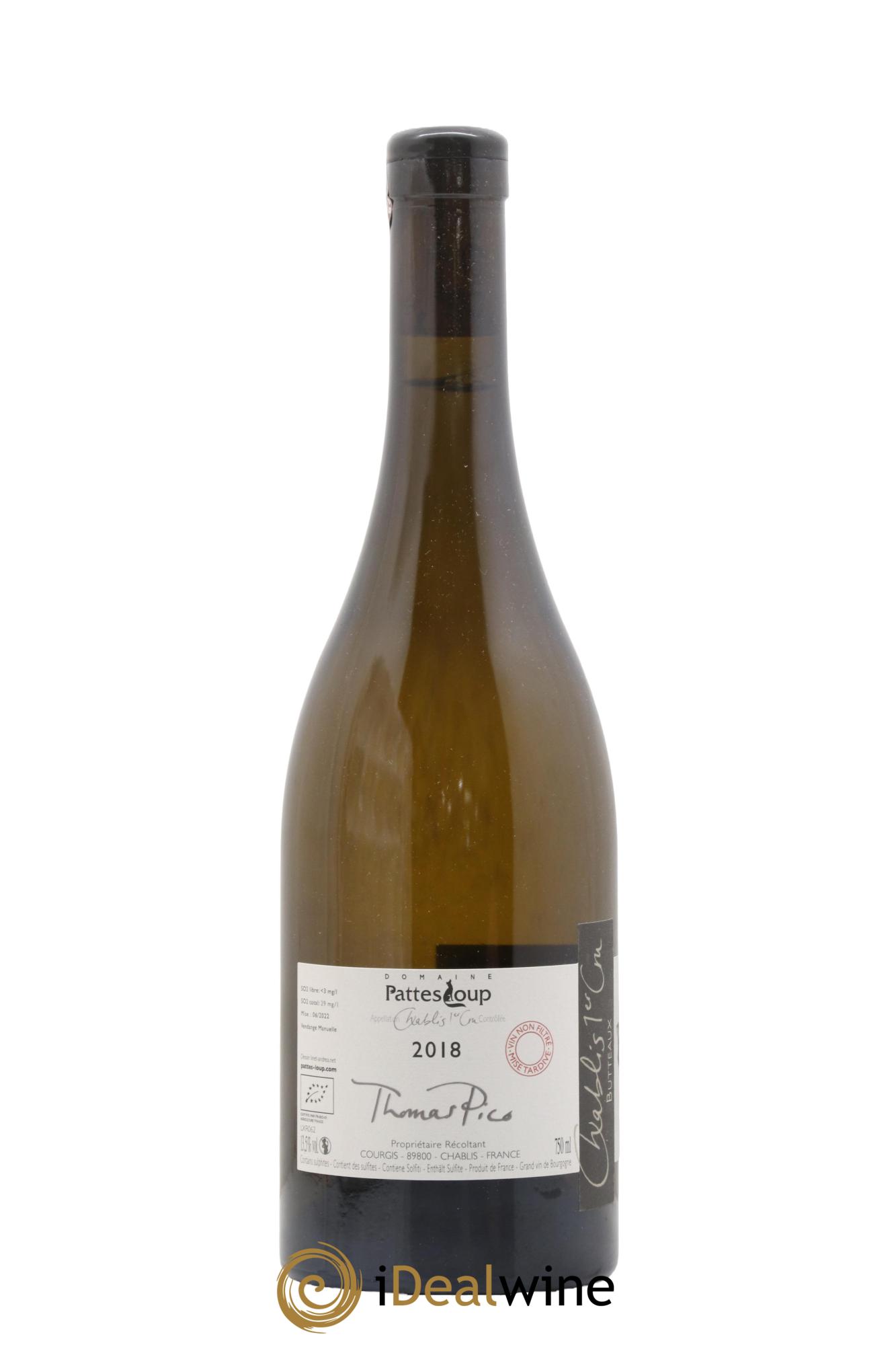 Chablis 1er Cru Butteaux Pattes Loup (Domaine) 2018 - Lotto di 1 bottiglia - 1
