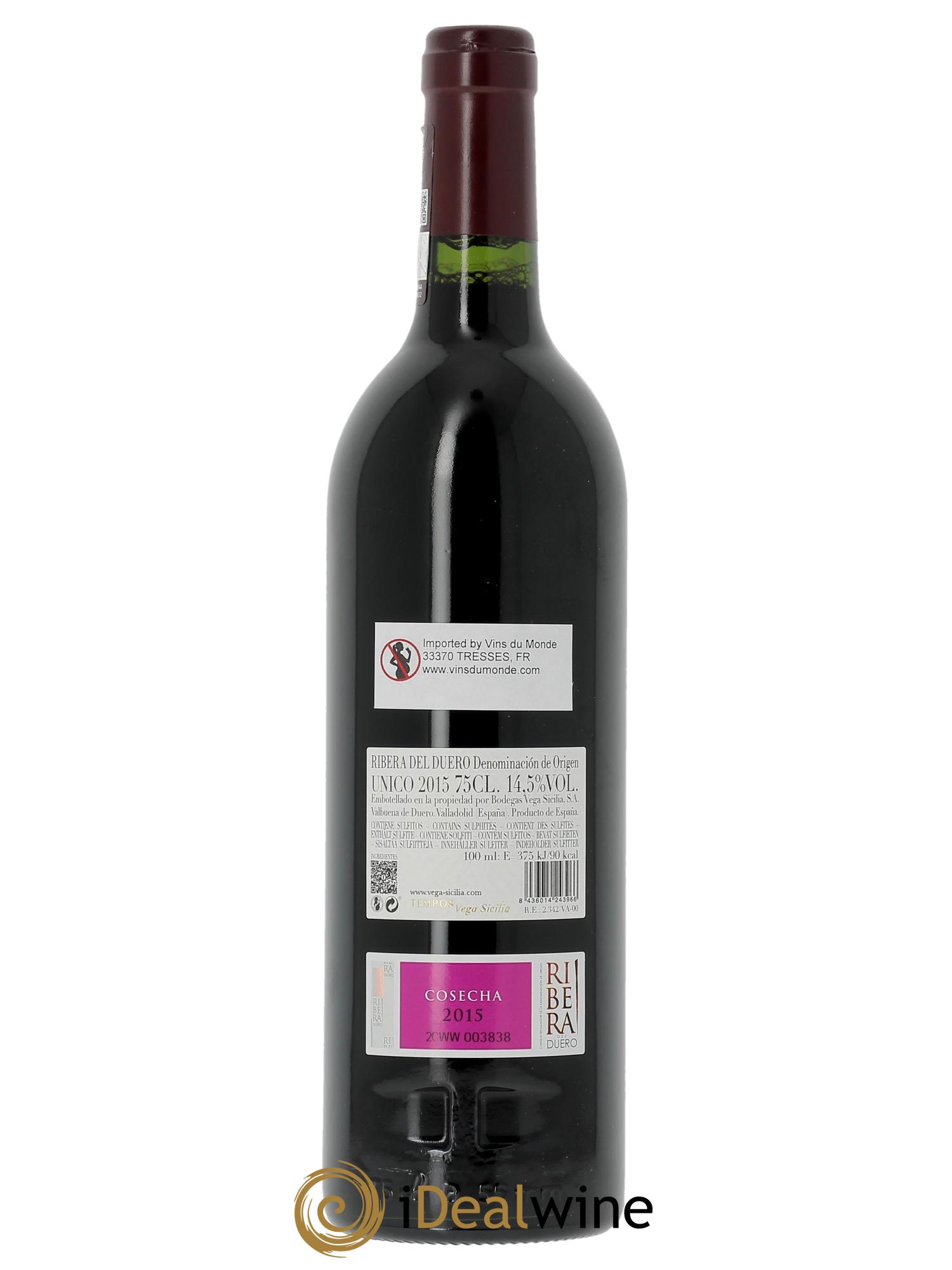 Ribera Del Duero DO Vega Sicilia Unico Famille Alvarez (OWC if 6 bts) 2015 - Lot of 1 bottle - 1