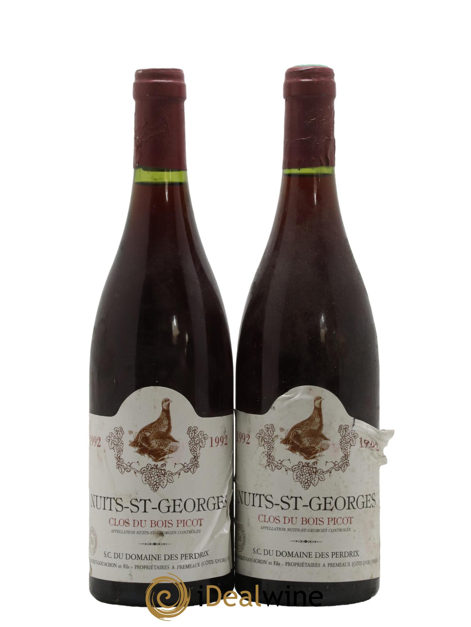 Nuits-Saint-Georges Clos du Bois Picot Domaine des Perdrix 1992 - Lot de 2 bouteilles - 0
