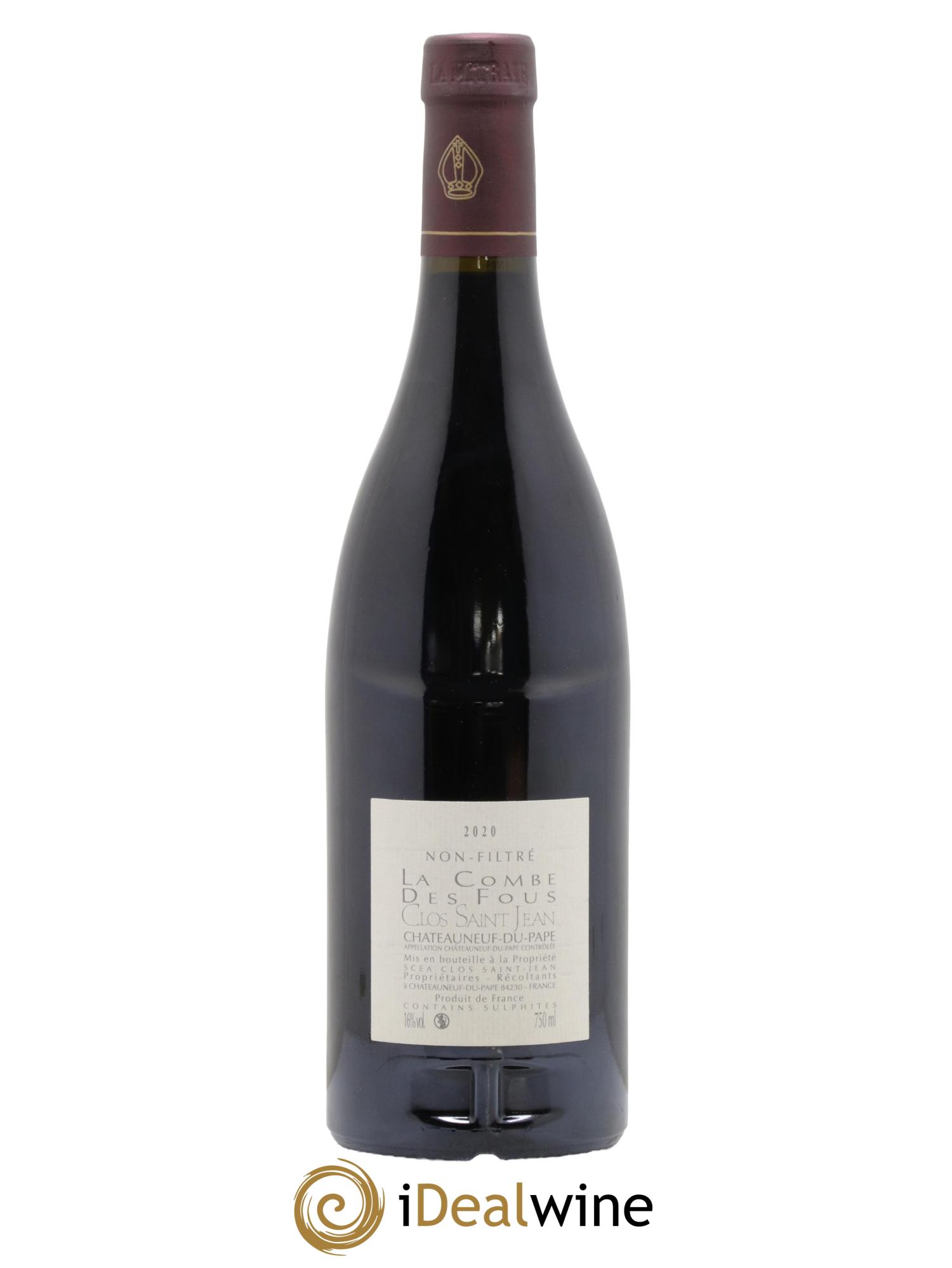 Châteauneuf-du-Pape Clos Saint-Jean La Combe des Fous Pascal et Vincent Maurel 2020 - Lot de 1 bouteille - 1