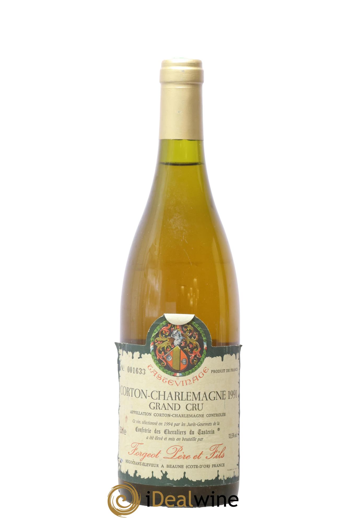 Corton-Charlemagne Grand Cru Forgeot Père et Fils Tastevinage 1991 - Posten von 1 Flasche - 0