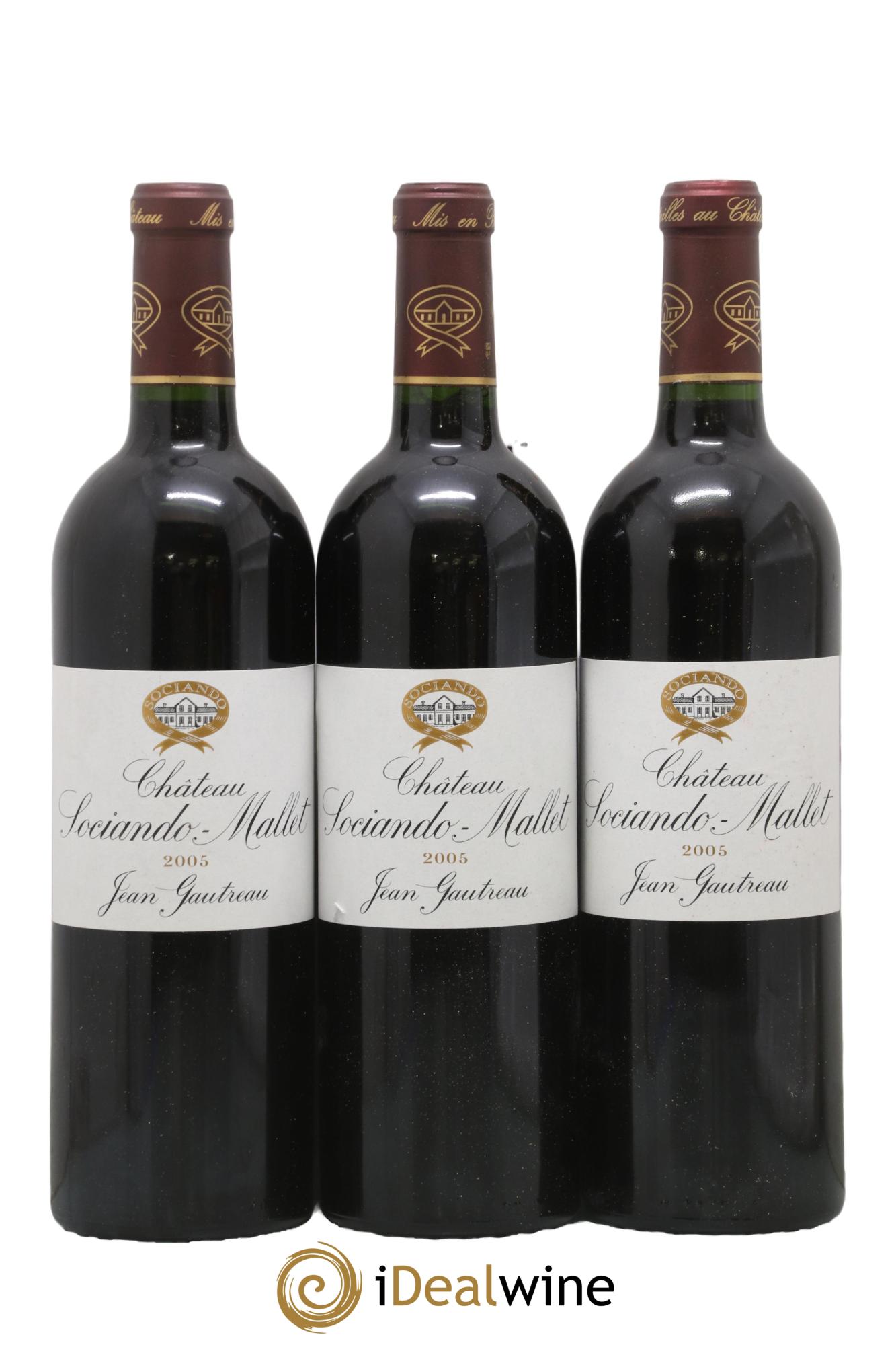 Château Sociando Mallet 2005 - Lot de 3 bouteilles - 0