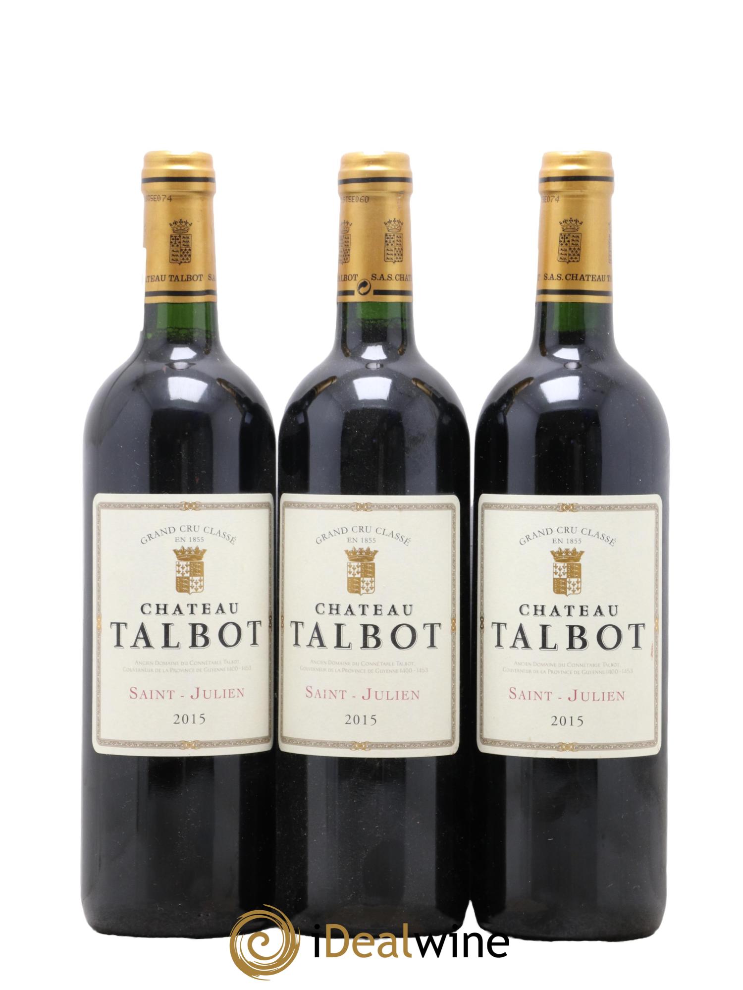 Château Talbot 4ème Grand Cru Classé 2015 - Lot de 3 bouteilles - 0