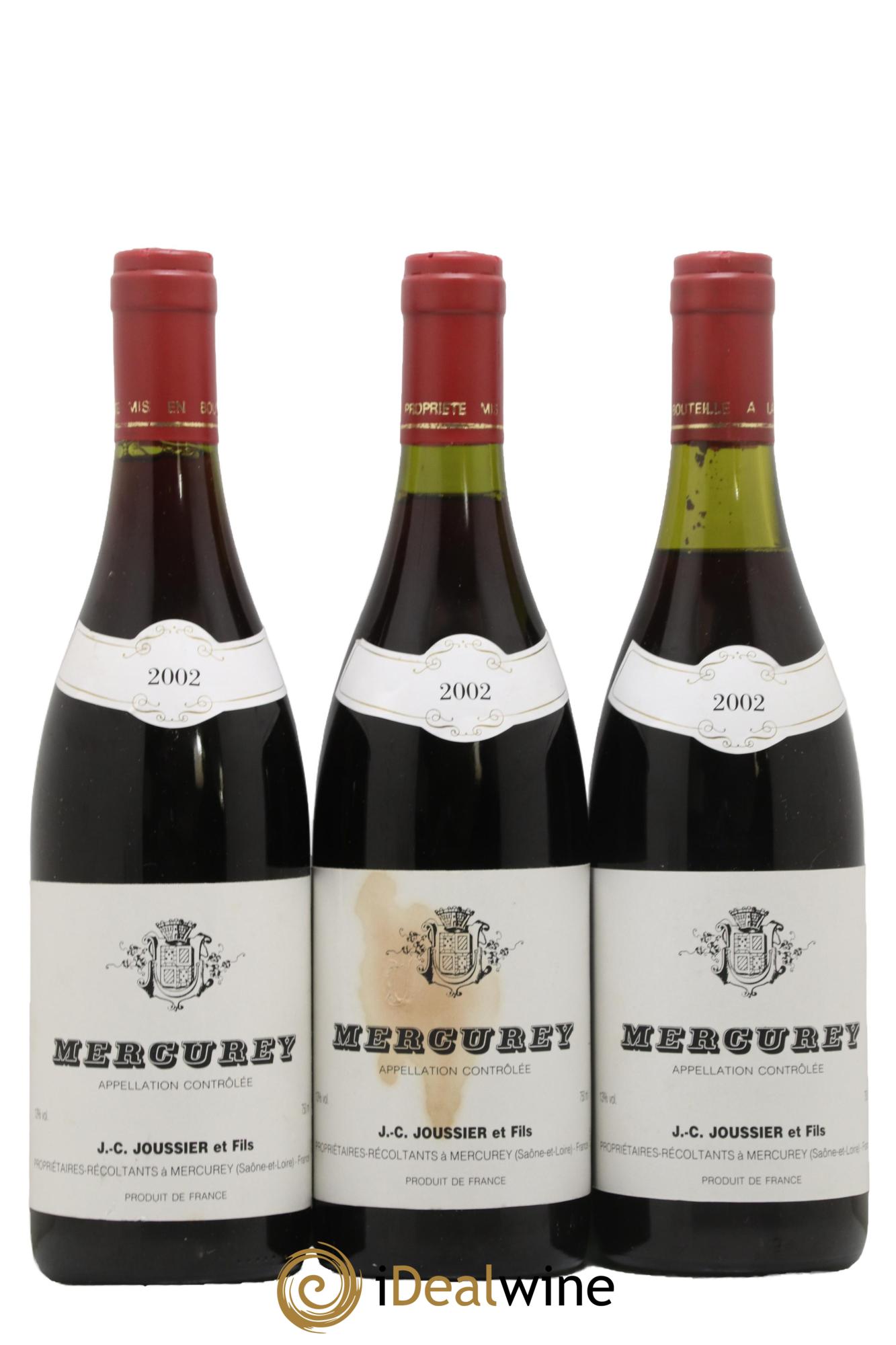 Mercurey J C Joussier Et Fils 2002 - Lot de 3 bouteilles - 0