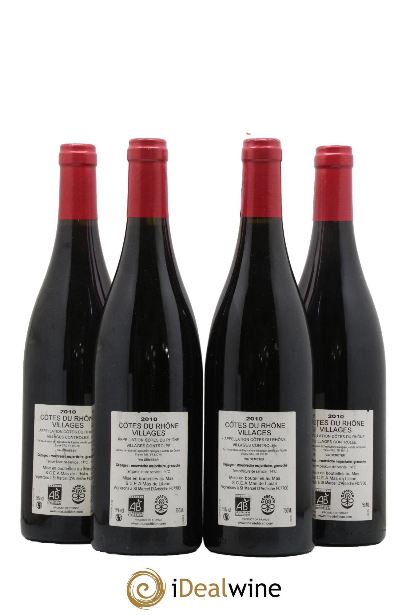 Côtes-du-Rhône La Calade Mas de Libian 2010 - Lot de 4 bouteilles - 1