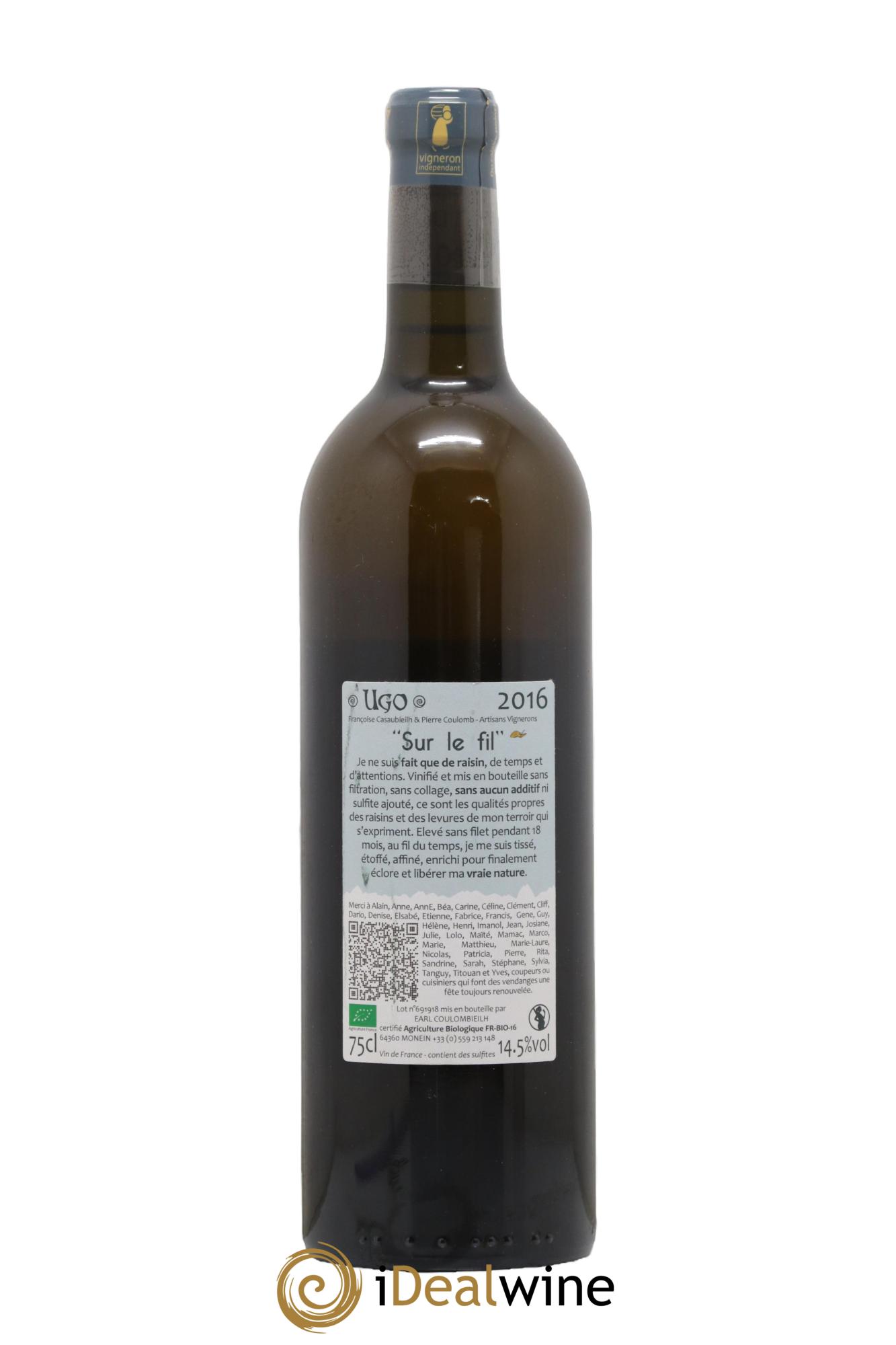 Vin de France Sur le Fil Ugo 2016 - Lot de 1 bouteille - 1