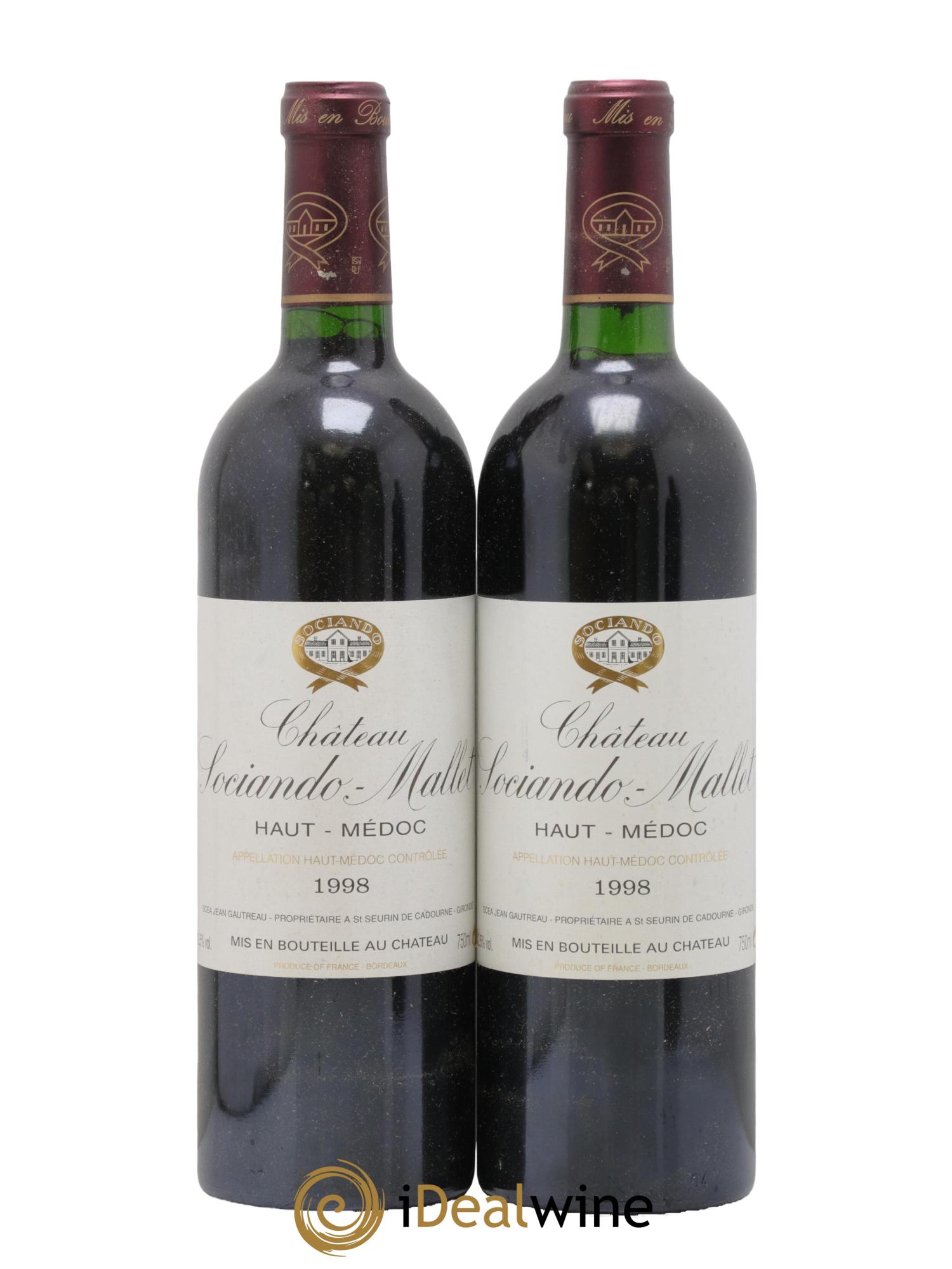 Château Sociando Mallet 1998 - Lot de 2 bouteilles - 0