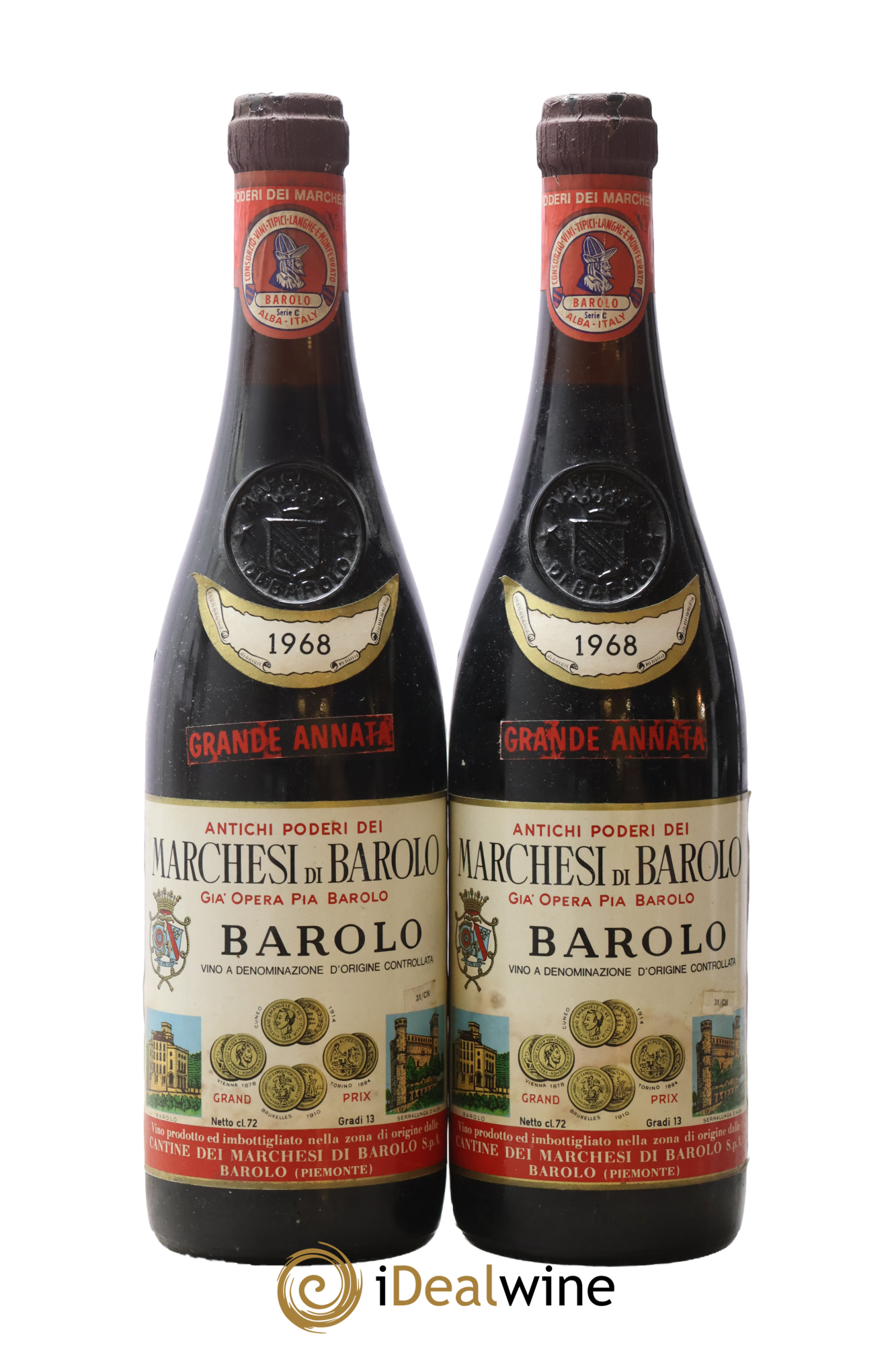 Barolo DOC Grande Annata Marchesi Di Barolo 1968 - Lotto di 2 bottiglie - 0