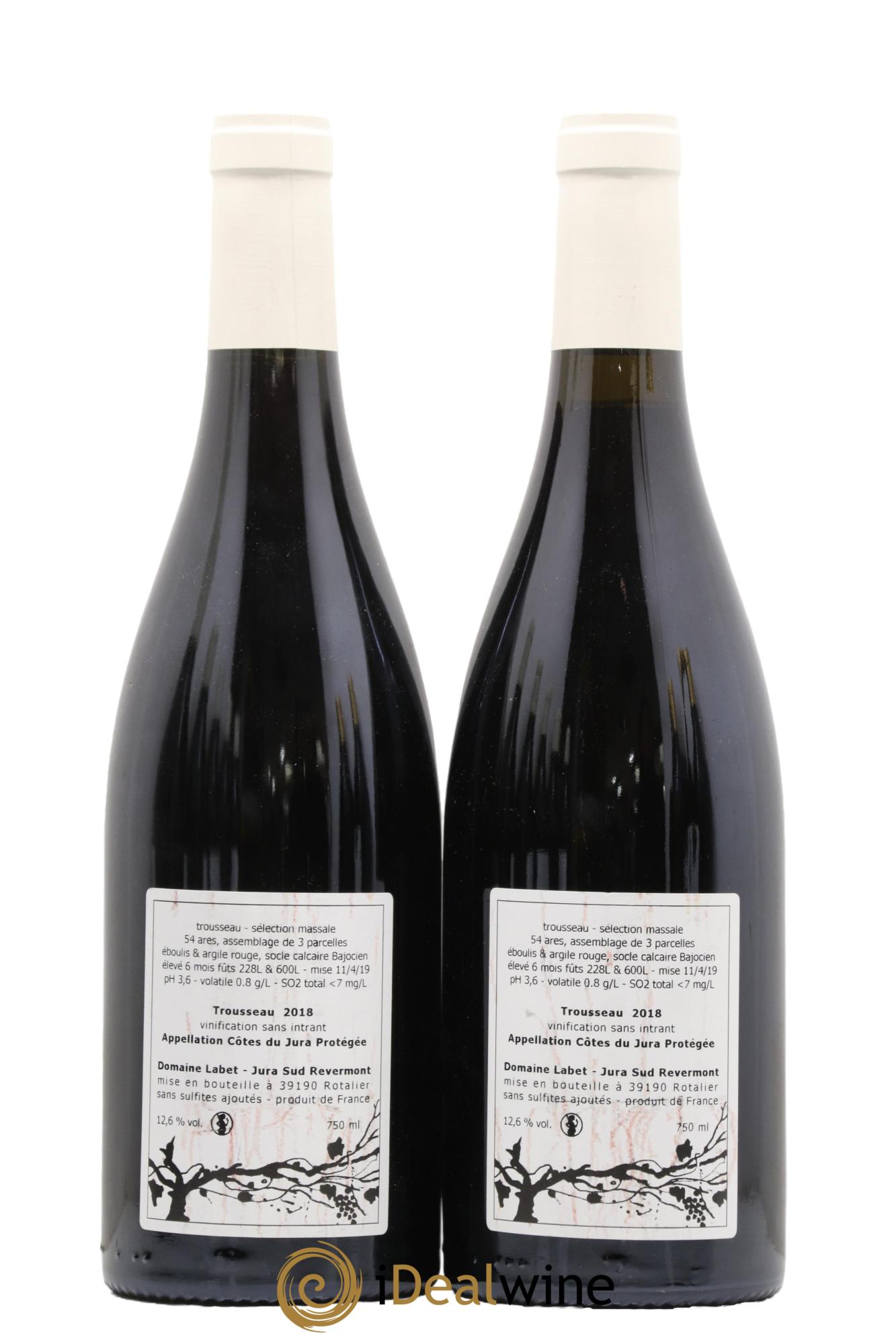 Côtes du Jura Trousseau Sélection Massale Romain - Julien - Charline Labet 2018 - Lot de 2 bouteilles - 1