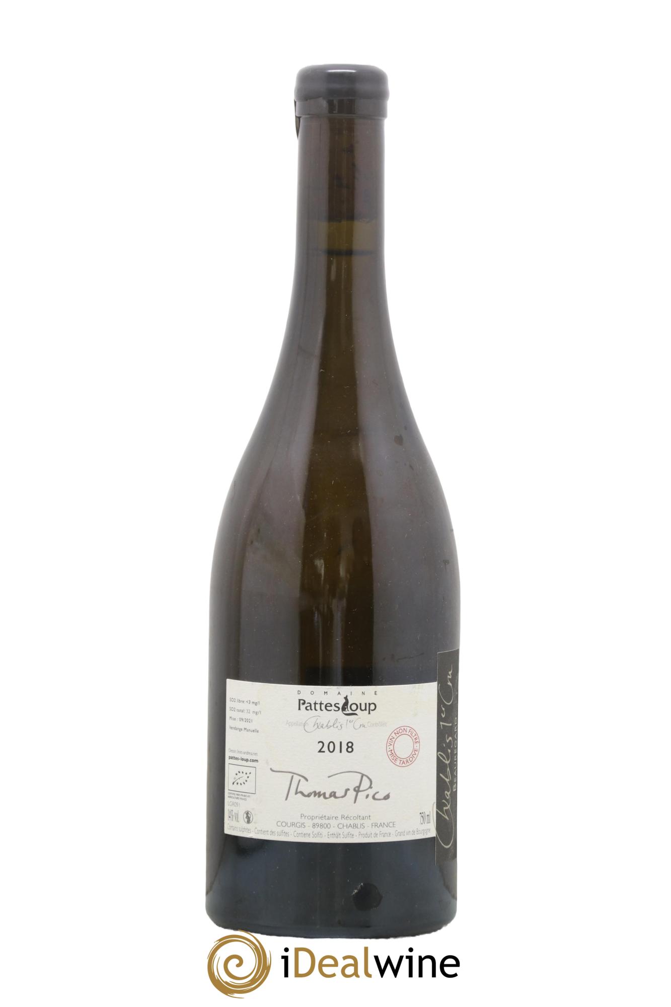 Chablis 1er Cru Beauregard Pattes Loup (Domaine) 2018 - Lotto di 1 bottiglia - 1