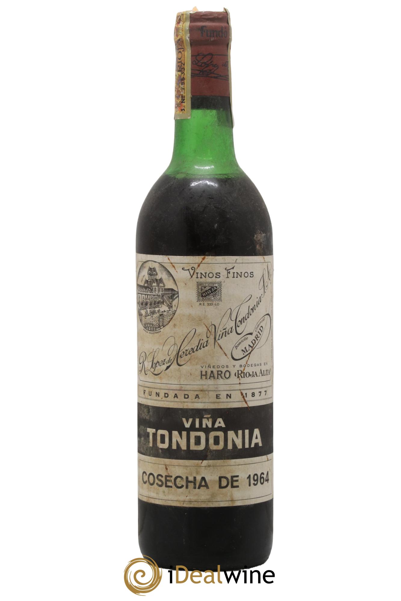 Rioja DOCA Reserva Vina Tondonia R. Lopez de Heredia 1964 - Lot de 1 bouteille - 0