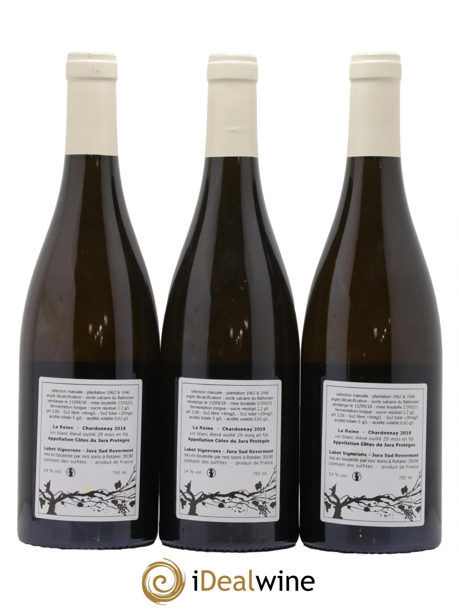 Côtes du Jura Chardonnay La Reine Romain - Julien - Charline Labet 2018 - Lot de 3 bouteilles - 1
