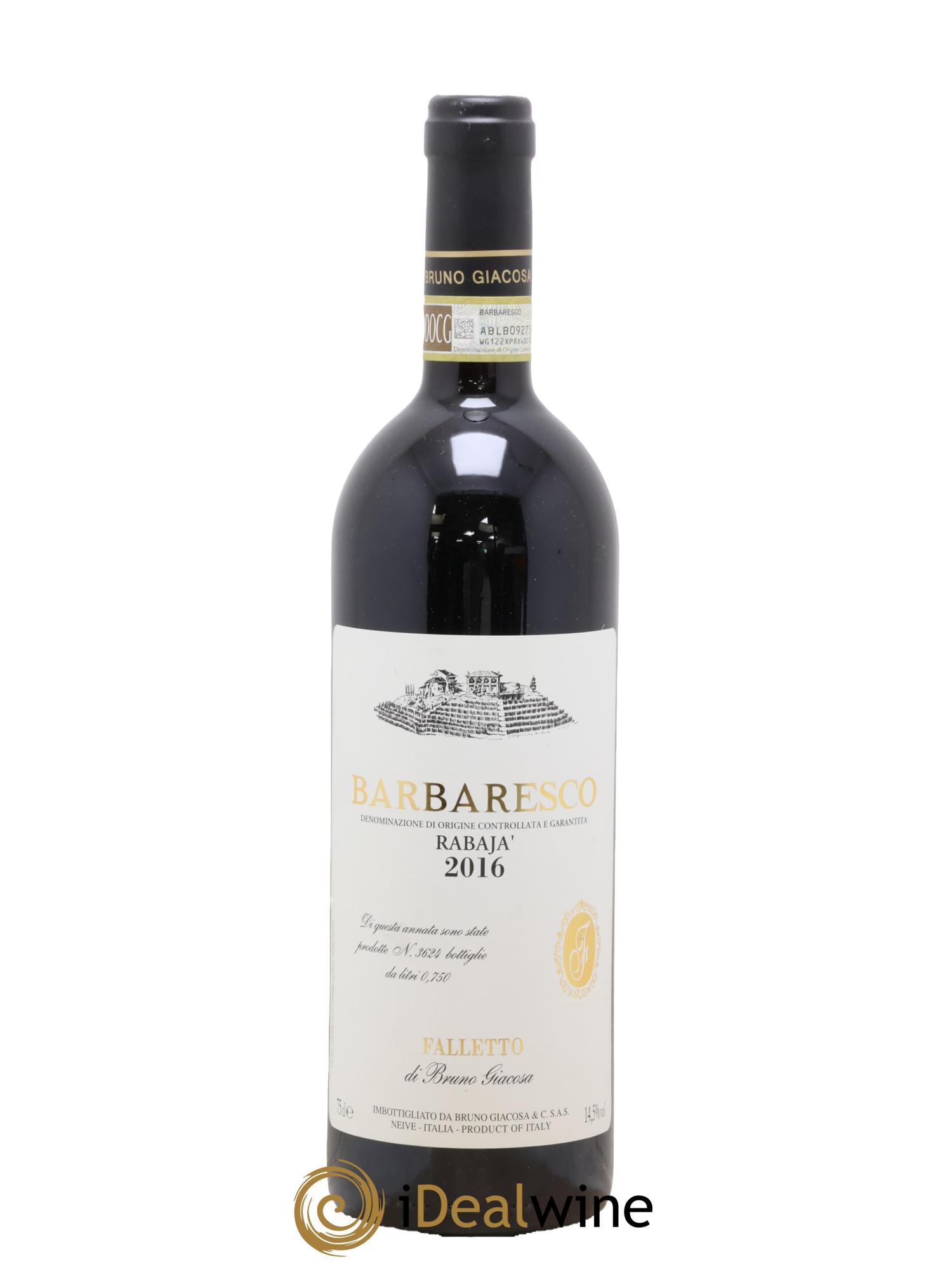 Barbaresco DOCG Rabajà Azienda Agricola Falletto di Bruno Giacosa 2016 - Lot de 1 bouteille - 0