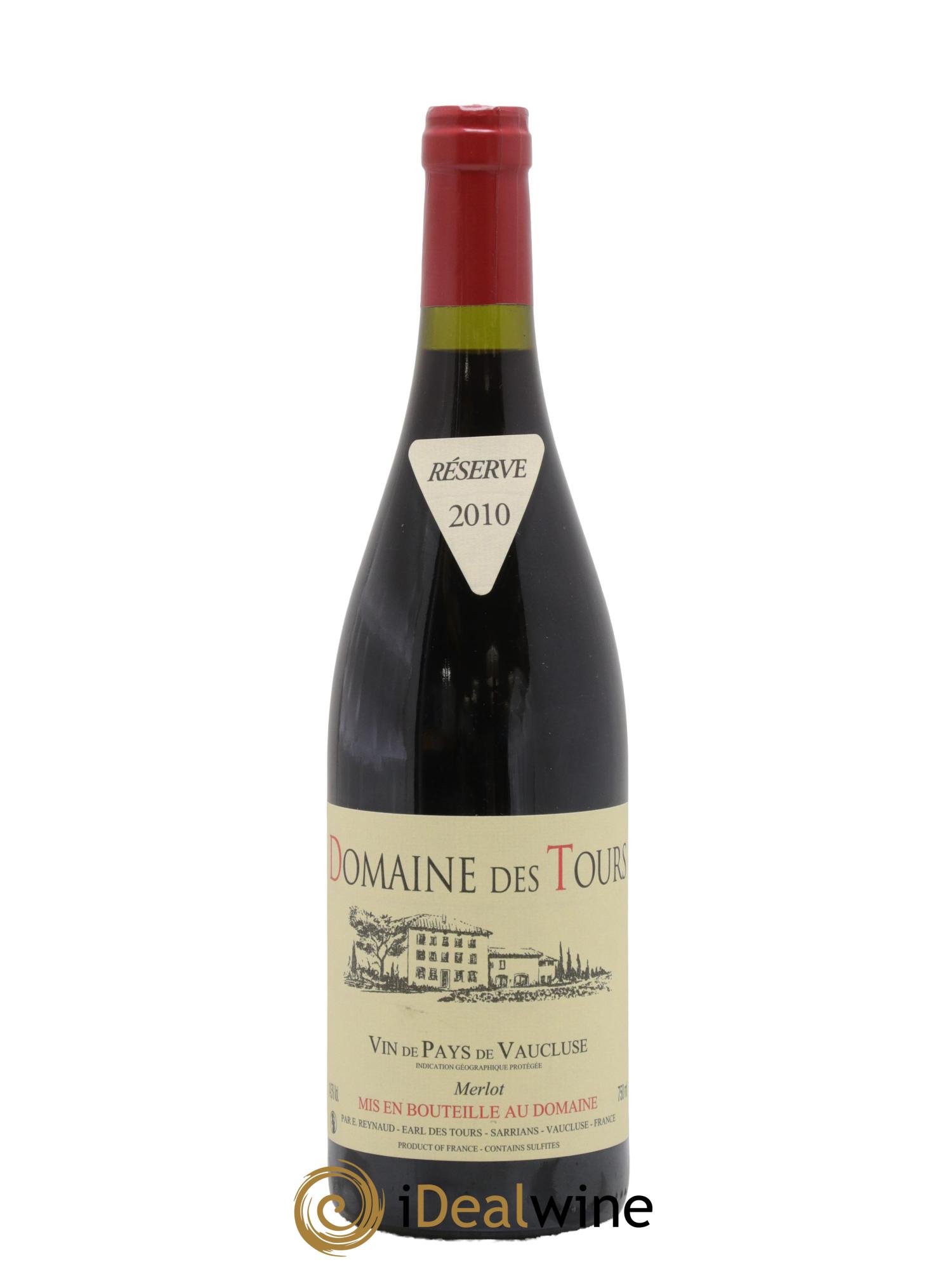 IGP Pays du Vaucluse (Vin de Pays du Vaucluse) Domaine des Tours Merlot Emmanuel Reynaud 2010 - Lot de 1 bouteille - 0