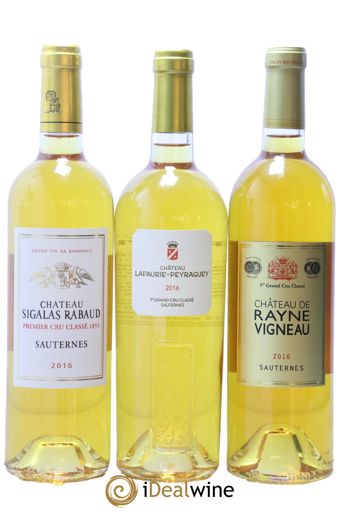Sauternes Caisse assortiement Sauternes 1 Sigalas Rabaud / 1 Rabaud Promis /1 Tour Blanche /1 Lafaurie Peyraguey /1 Rayne vigneau / 1 assemblage des 5 chateaux 2016 - Lot de 6 bouteilles - 2