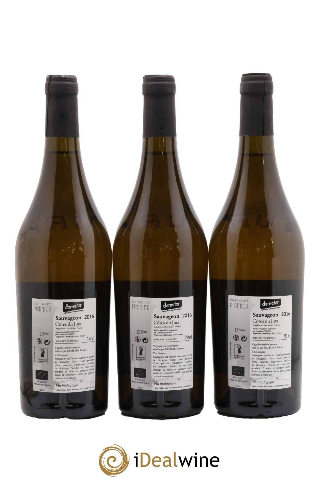 Côtes du Jura Sauvageon Domaine Pignier  2016 - Lot de 3 bouteilles - 1