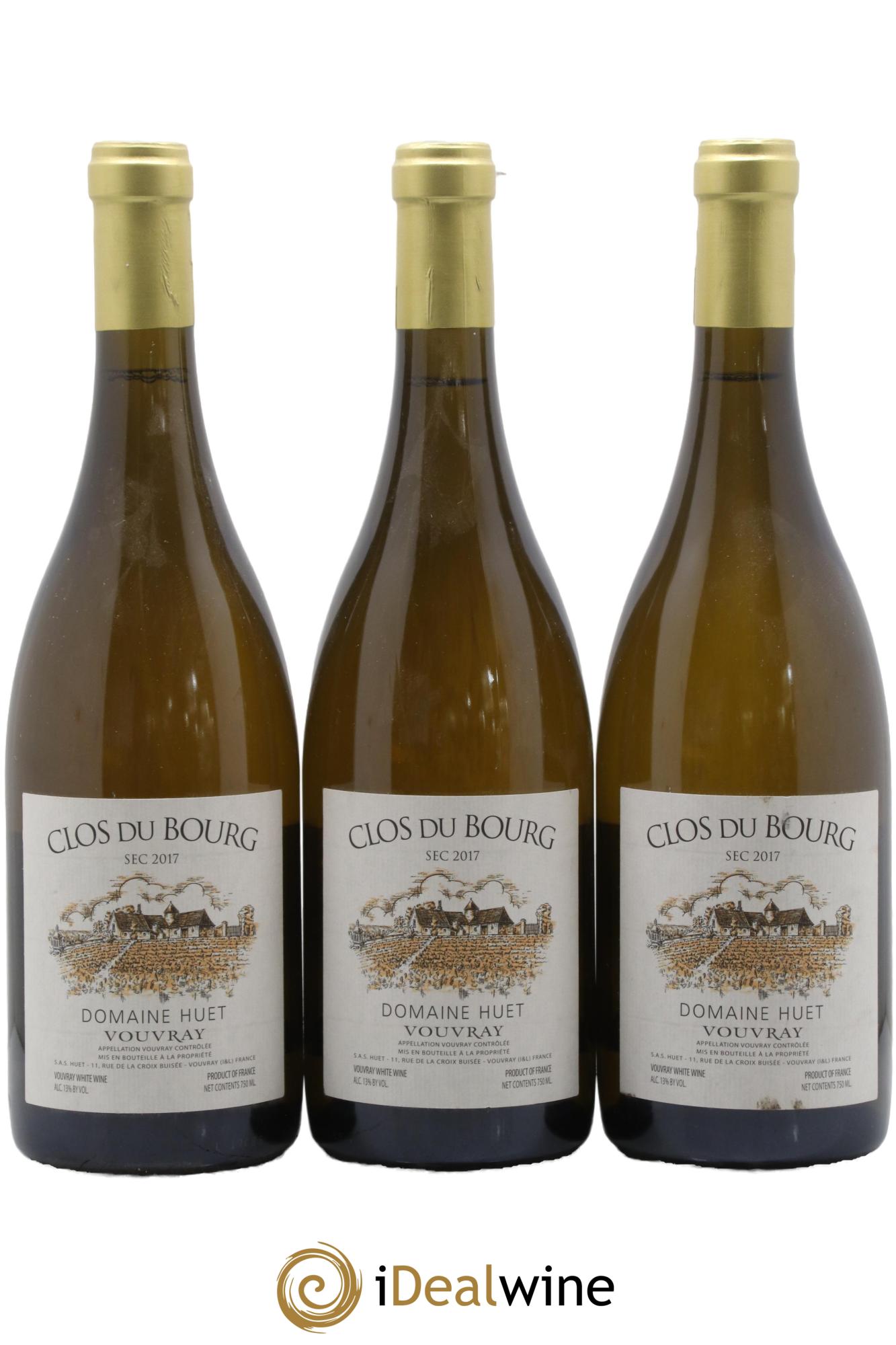 Vouvray Clos du Bourg Sec Domaine Huet 2017 - Lot of 3 bottles - 0