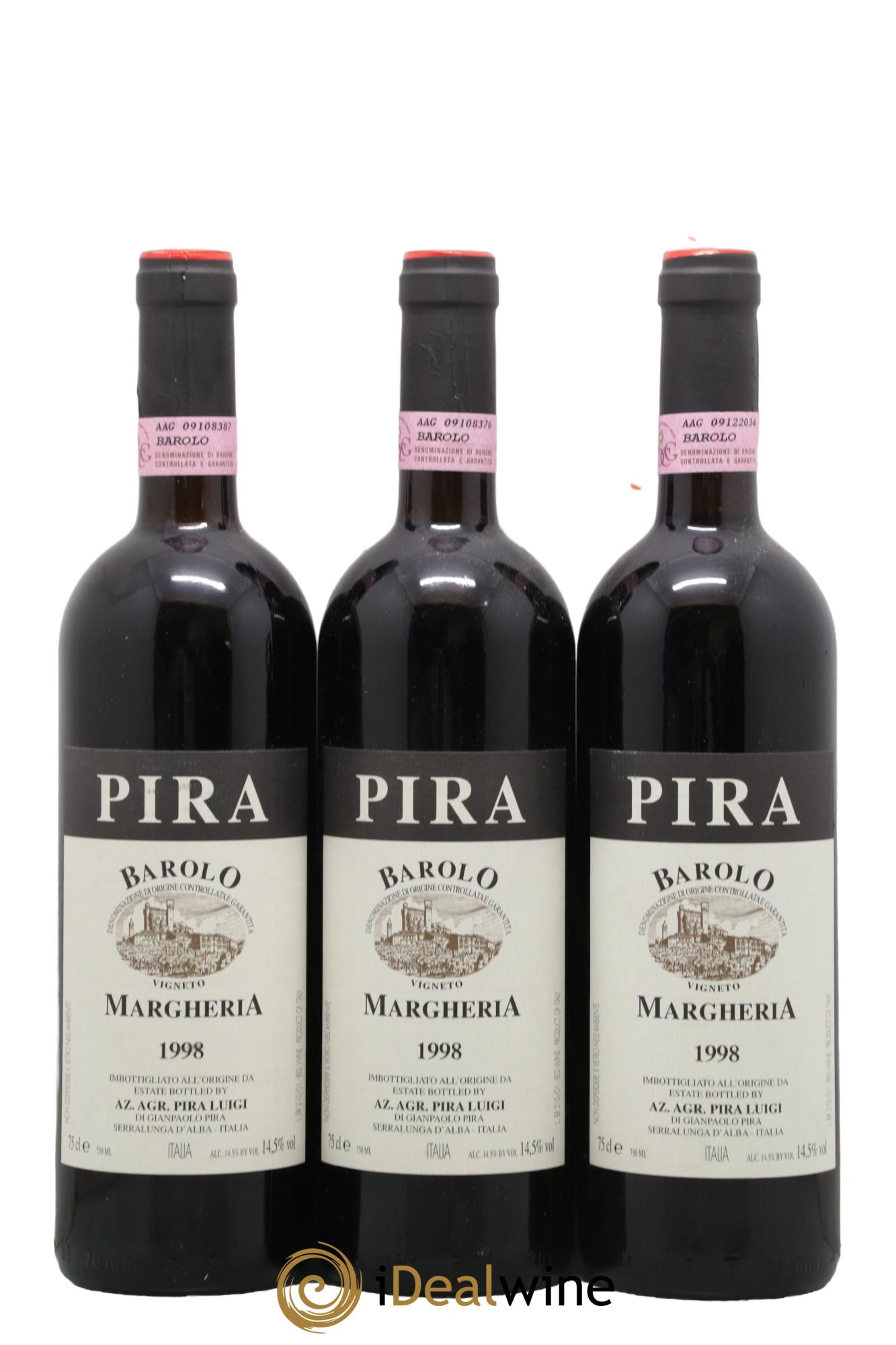 Barolo DOCG Luigi Pira Margheria 1998 - Lot de 3 bouteilles - 0
