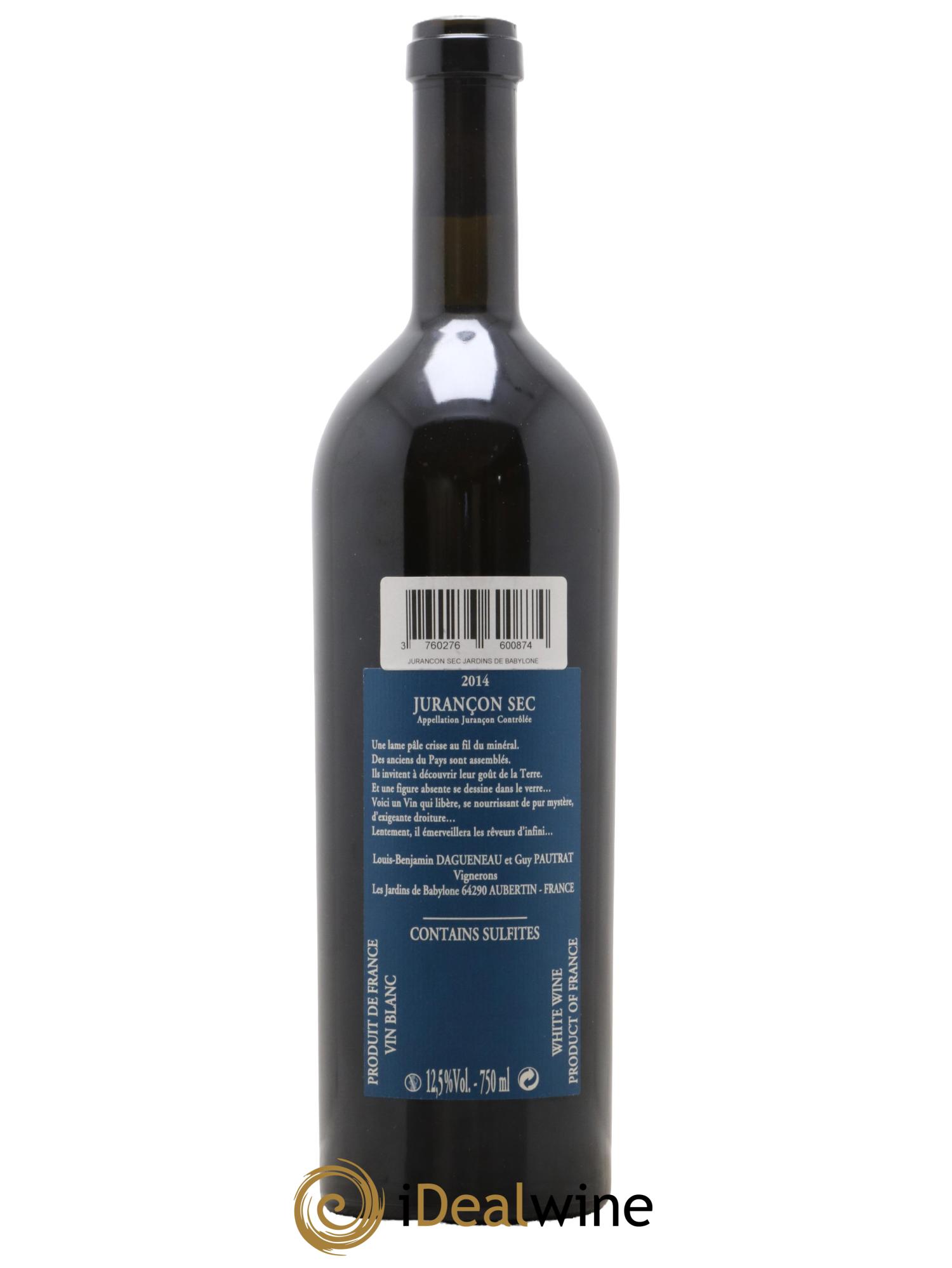 Vin de France(anciennement Jurançon) Les Jardins de Babylone Sec Didier Dagueneau 2014 - Lot de 1 bouteille - 1