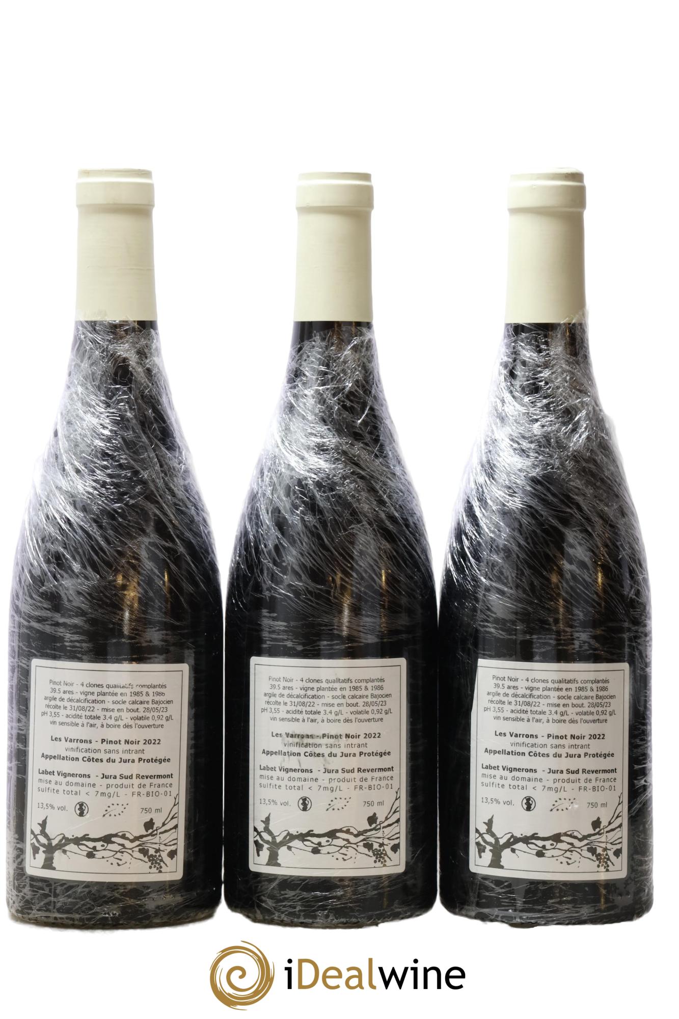 Côtes du Jura Pinot Noir Les Varrons Sélection Clonale Romain - Julien  - Charline Labet 2022 - Lot de 3 bouteilles - 1