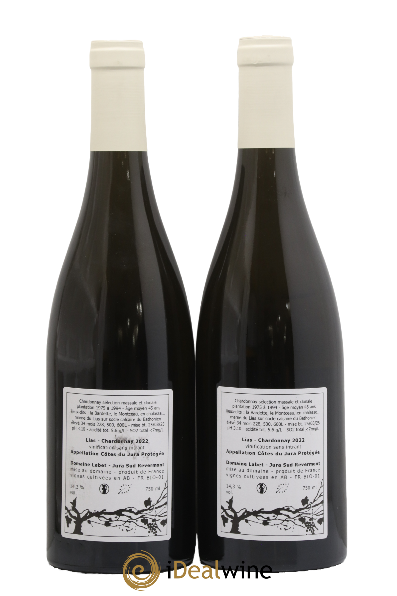 Côtes du Jura Chardonnay Lias Romain - Julien - Charline Labet 2022 - Lot de 2 bouteilles - 1