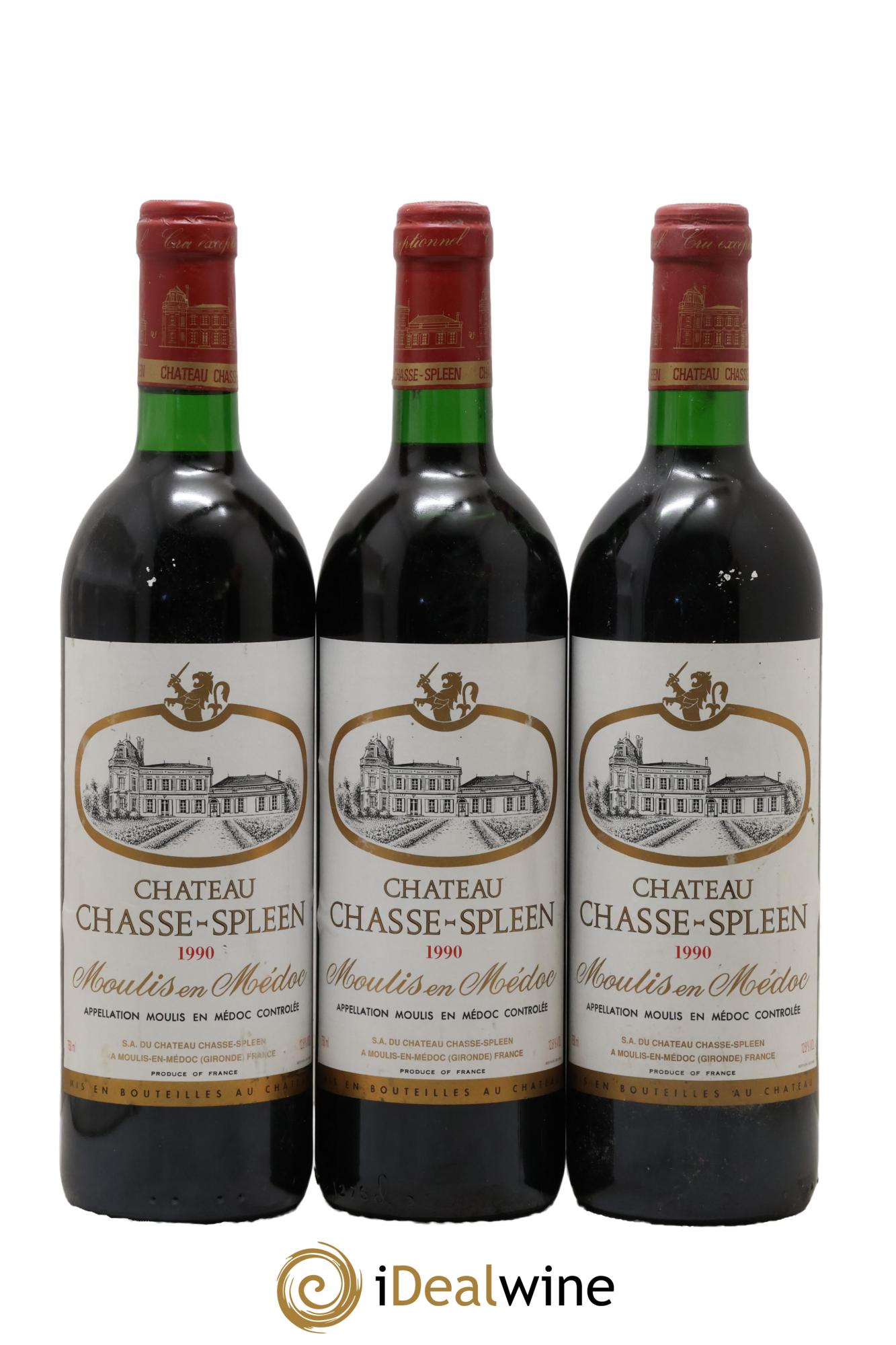 Château Chasse Spleen 1990 - Lot de 3 bouteilles - 0