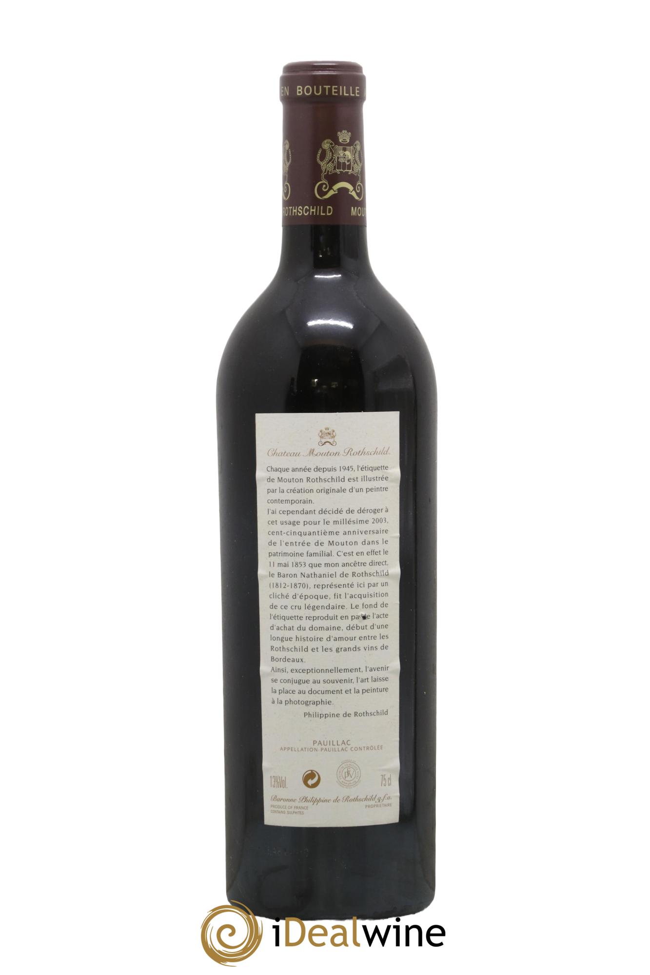 Château Mouton Rothschild 1er Grand Cru Classé  2003 - Lot of 1 bottle - 1