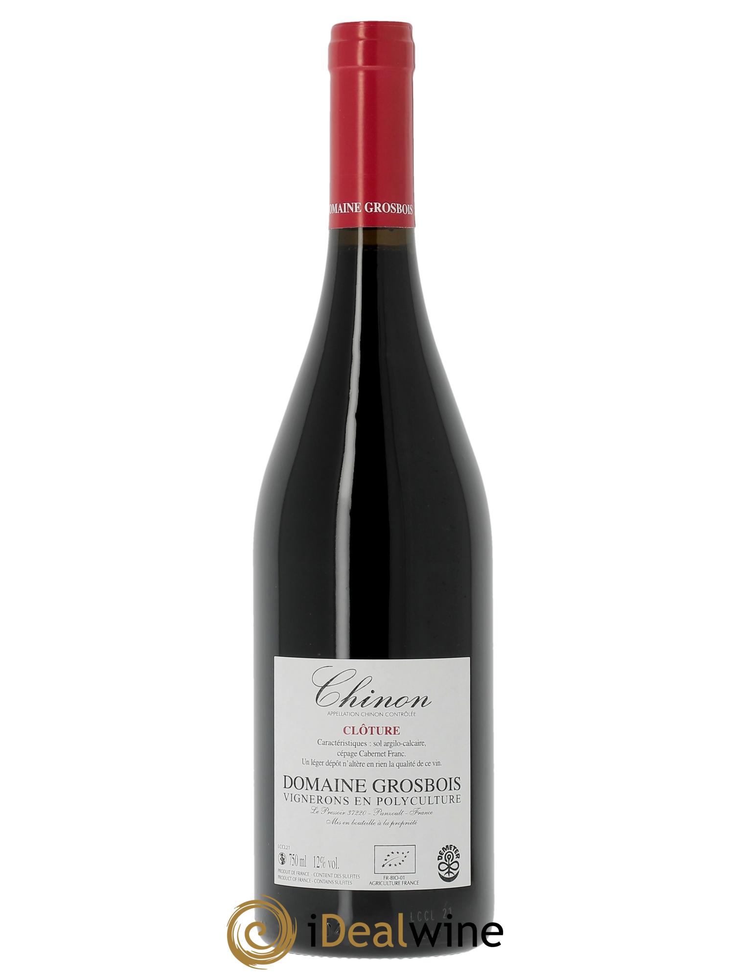Chinon Clôture Domaine Grosbois 2021 - Lot de 1 bouteille - 1