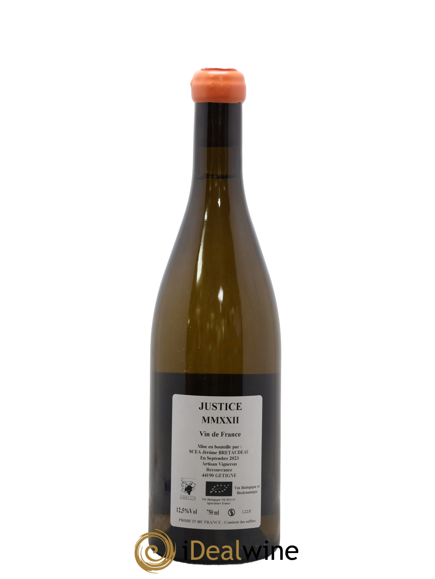 Muscadet-Sèvre-et-Maine Justice Jérôme Bretaudeau - Bellevue (Domaine de) 2022 - Lot de 1 bouteille - 1