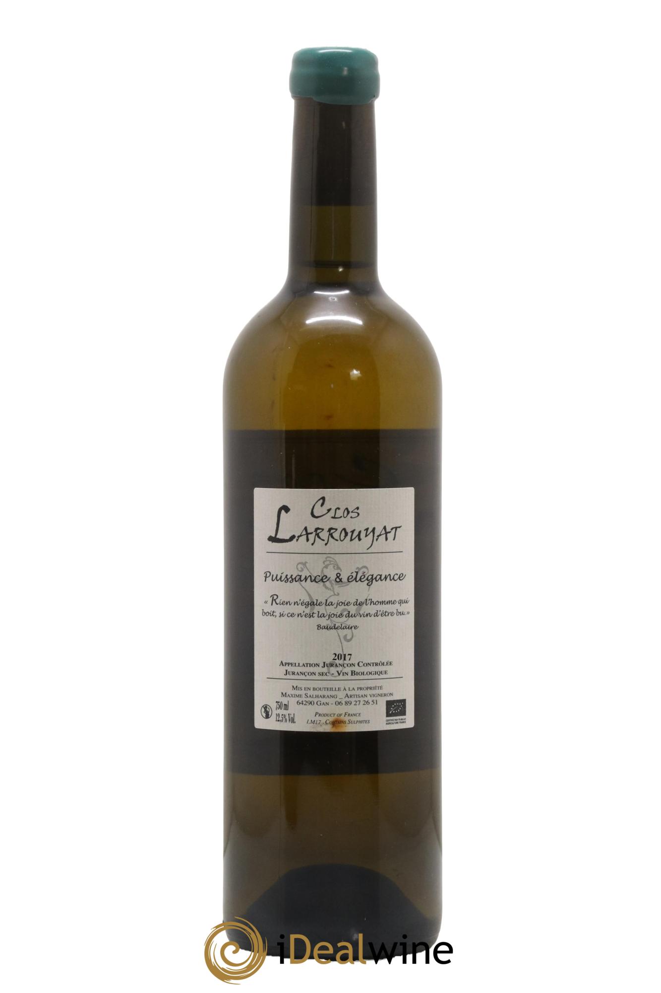 Jurançon Météore Domaine Clos Larrouyat 2017 - Lot de 1 bouteille - 1