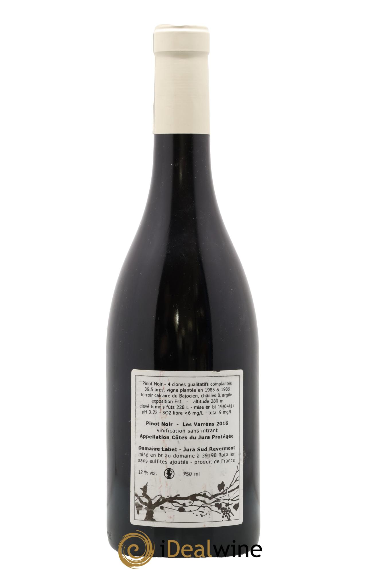 Côtes du Jura Pinot Noir Les Varrons Sélection Clonale Romain - Julien - Charline Labet 2016 - Lotto di 1 bottiglia - 1