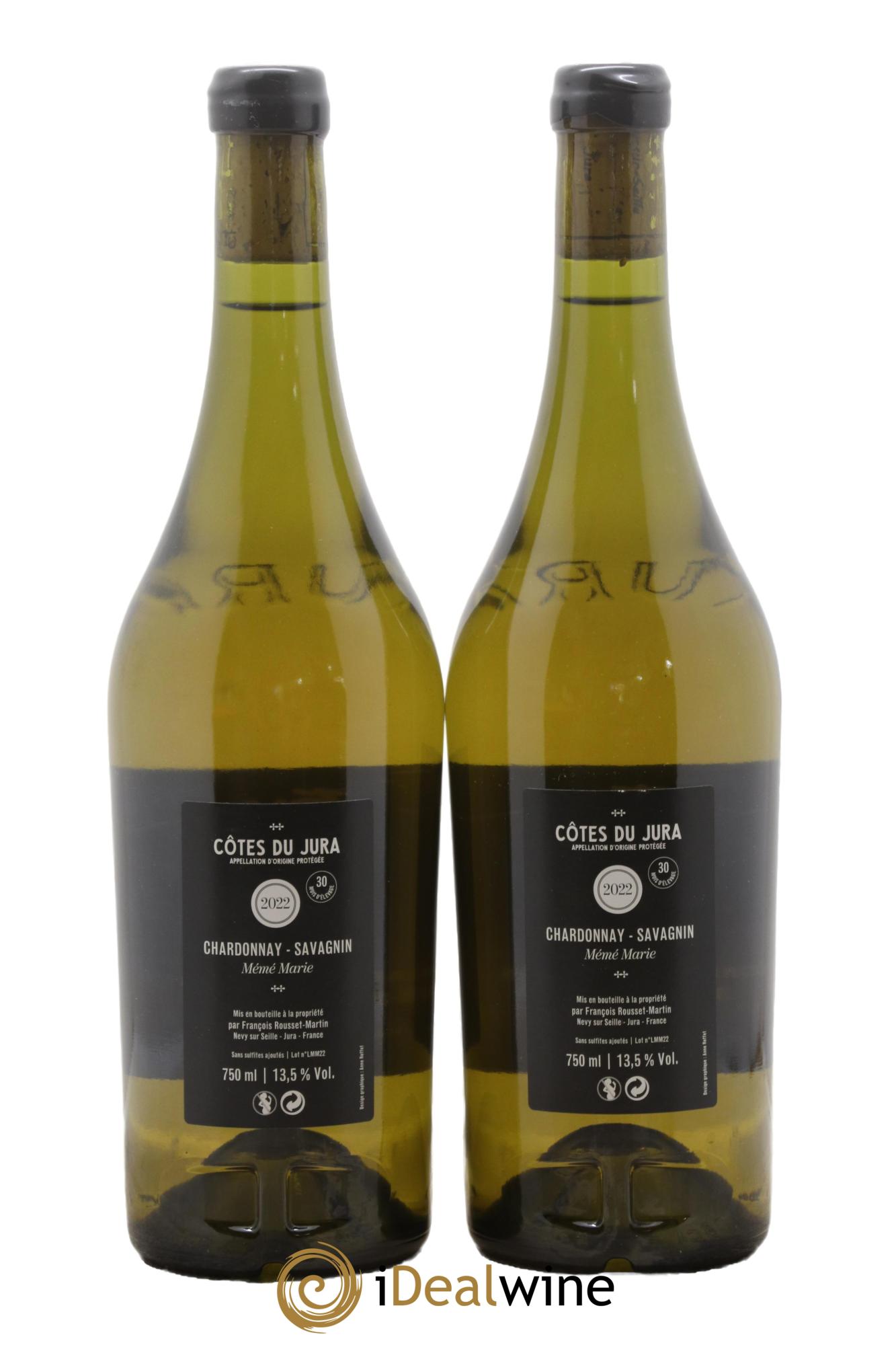 Côtes du Jura Mémé Marie François Rousset Martin 2022 - Lotto di 2 bottiglie - 1