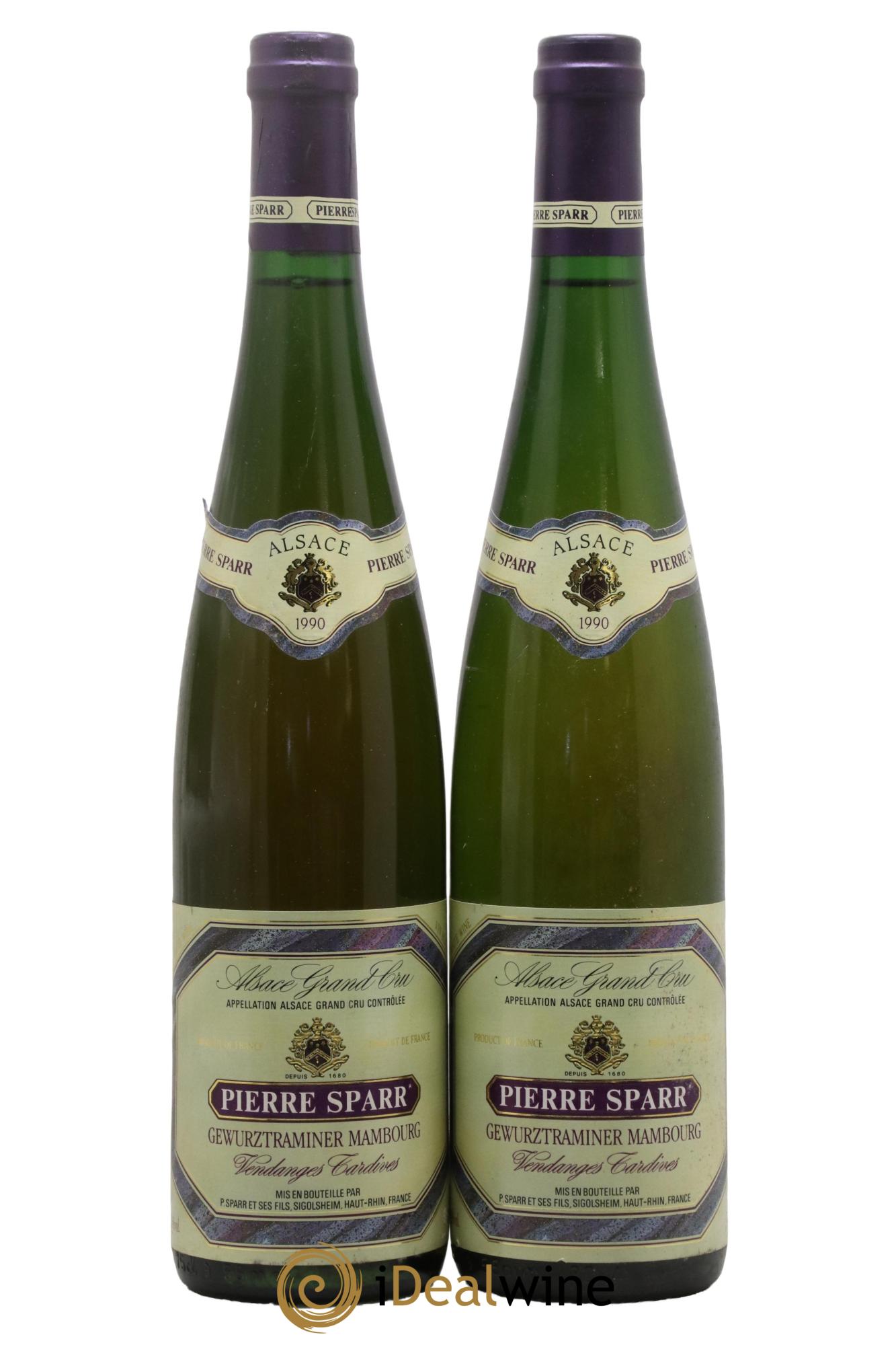 Alsace Grand Cru Mambourg Gewurztraminer Vendanges Tardives Pierre Sparr  1990 - Posten von 2 Flaschen - 0