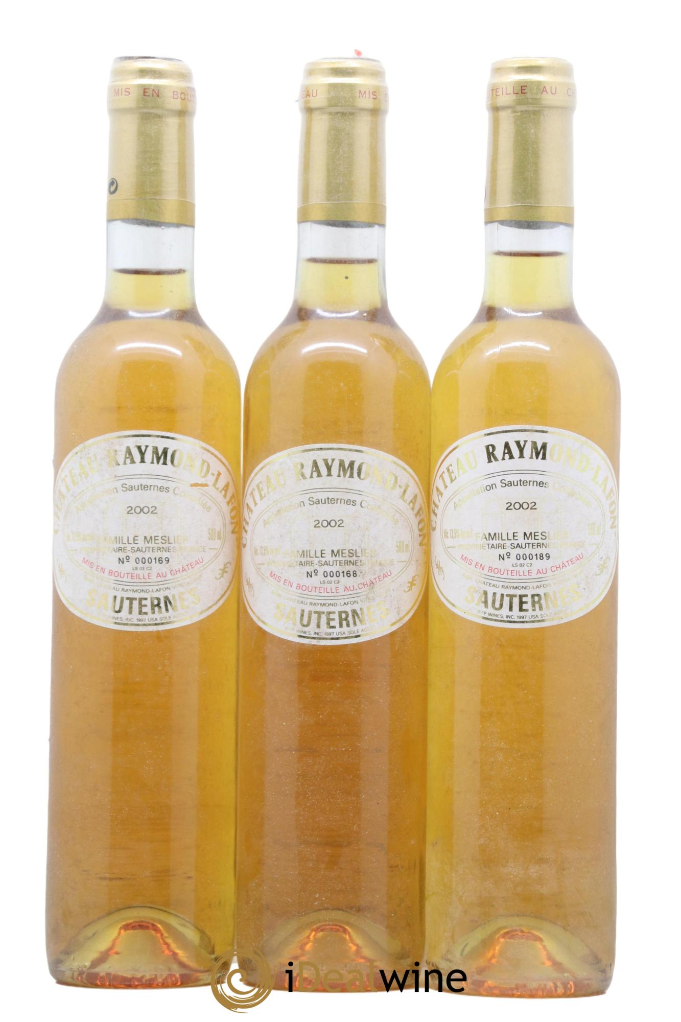 Château Raymond Lafon 2002 - Posten von 3 Format 50cls - 0