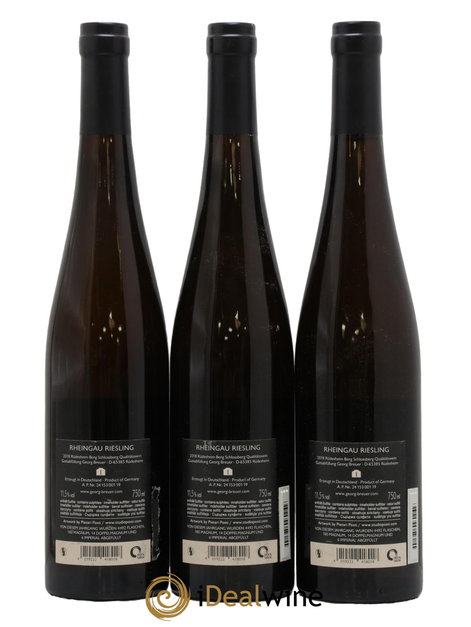 Riesling Rüdesheim Berg Schlossberg Georg Breuer 2018 - Lot de 3 bouteilles - 1