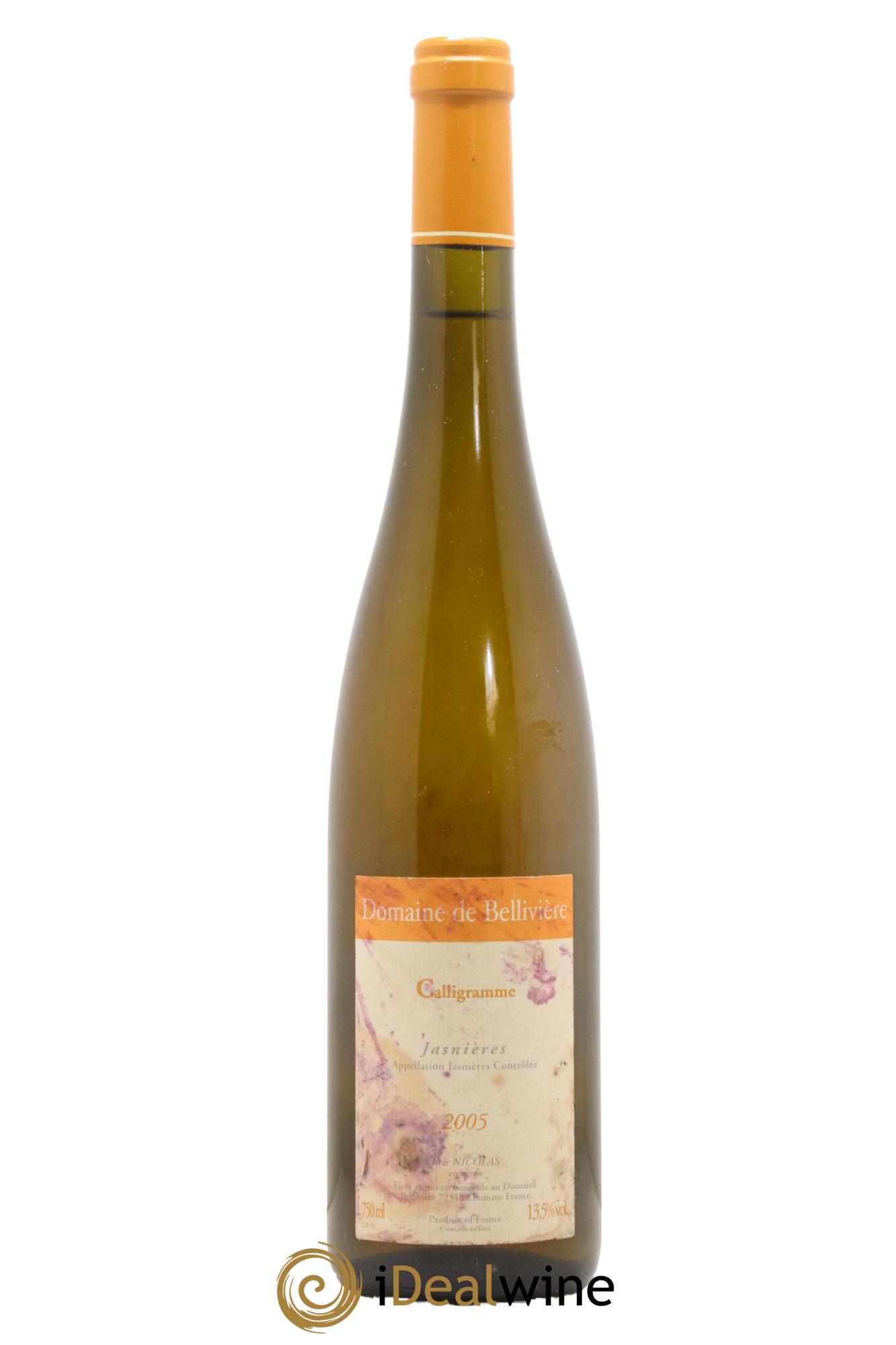 Jasnières Calligramme Domaine de Bellivière 2005 - Lot de 1 bouteille - 0
