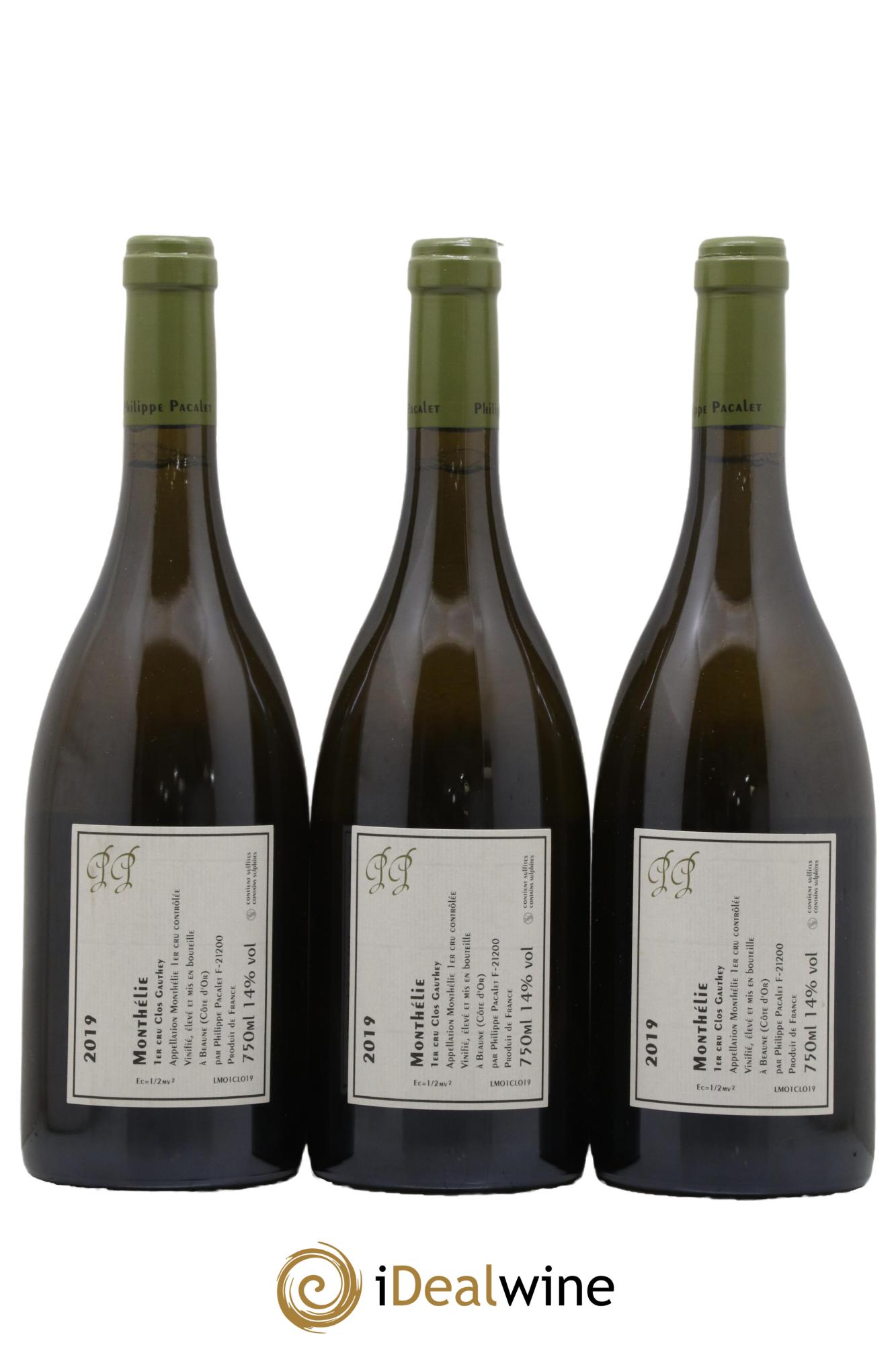 Monthélie 1er Cru Clos Gauthey Philippe Pacalet 2019 - Lot de 3 bouteilles - 1