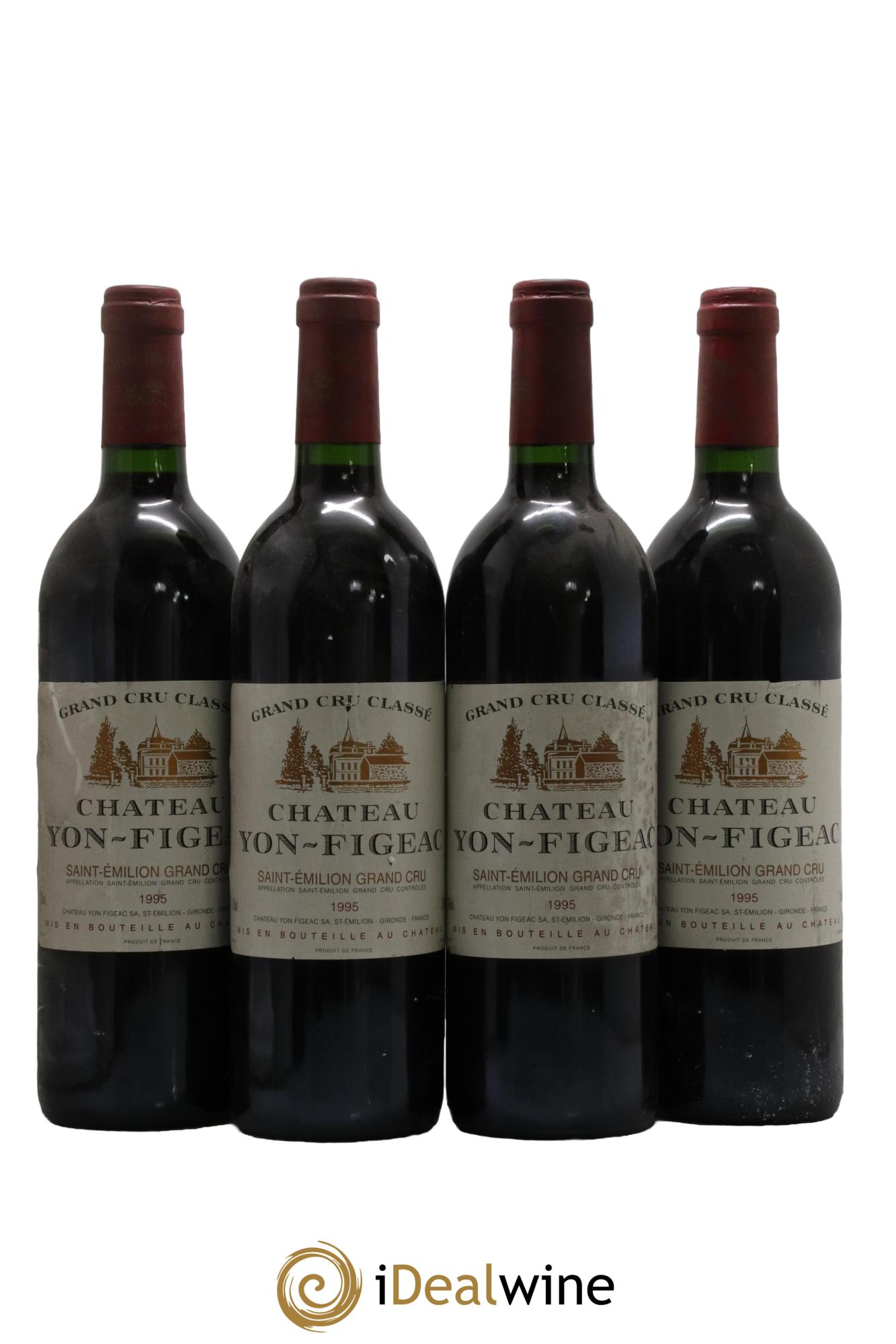 Château Yon Figeac Grand Cru Classé 1995 - Lot de 4 bouteilles - 0