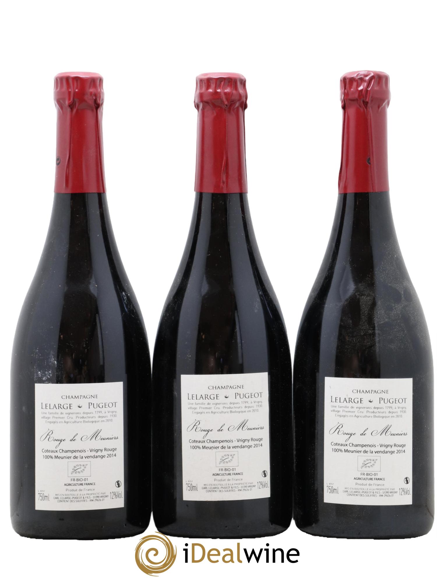 Coteaux Champenois Rouge de Meunier Lelarge Pugeot 2014 - Lot de 3 bouteilles - 1