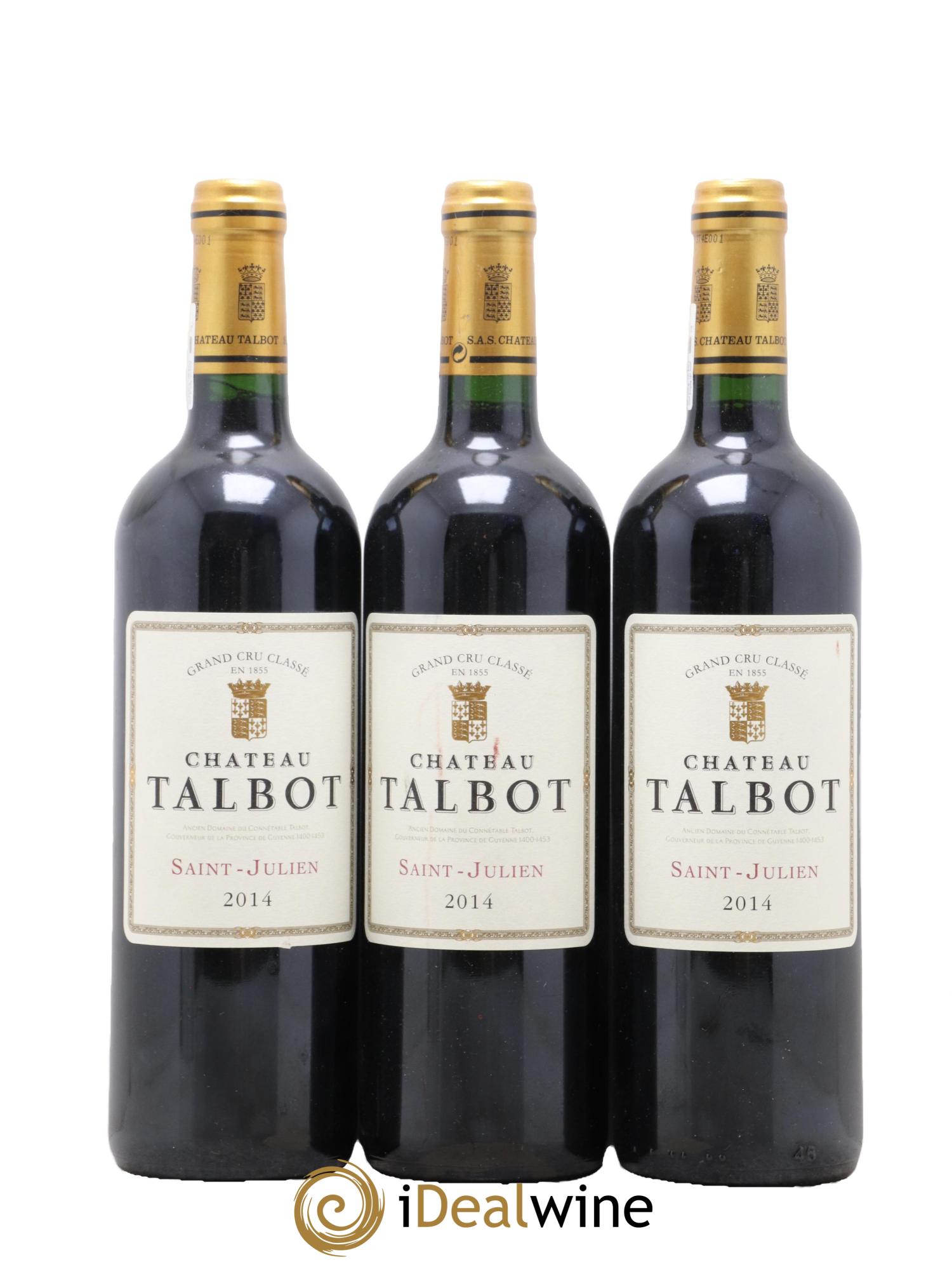 Château Talbot 4ème Grand Cru Classé 2014 - Lotto di 3 bottiglie - 0