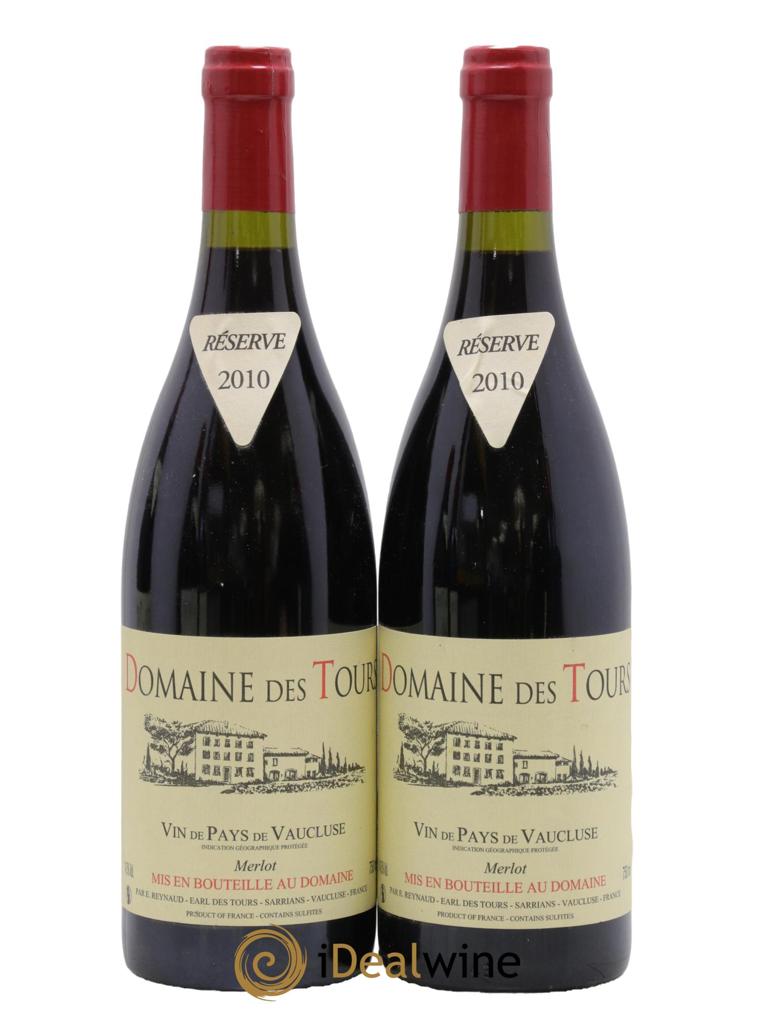 Vaucluse Domaine des Tours Merlot Emmanuel Reynaud 2010 - Lot de 2 bouteilles - 0