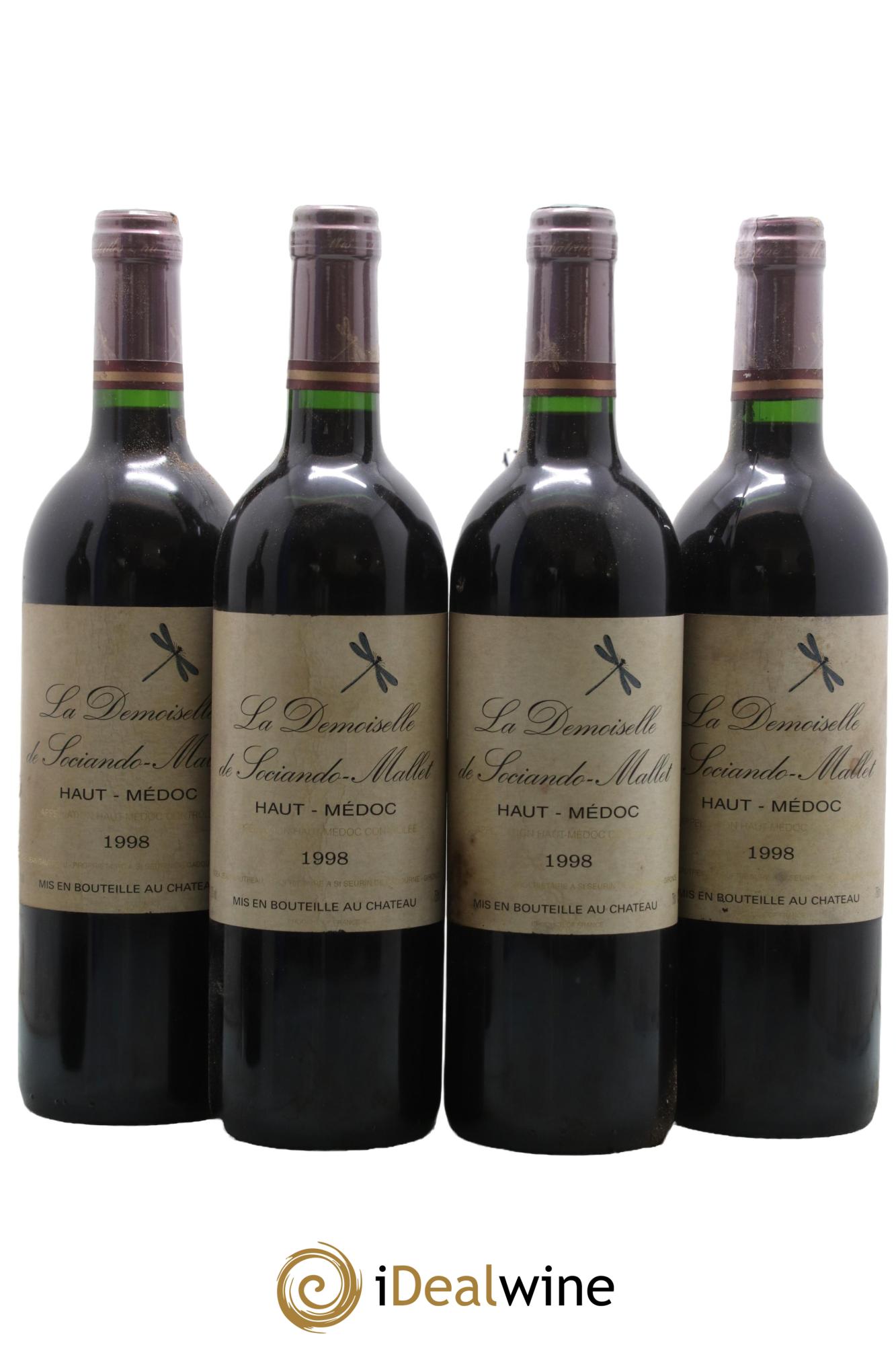 Demoiselle de Sociando Mallet Second Vin 1998 - Posten von 4 Flaschen - 0