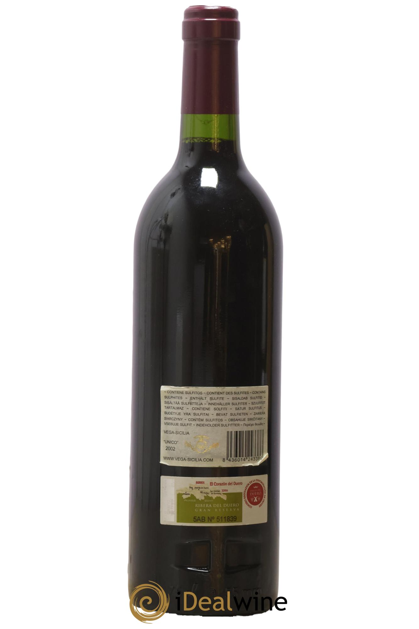 Ribera Del Duero DO Vega Sicilia Unico Famille Alvarez 2002 - Lot of 1 bottle - 1