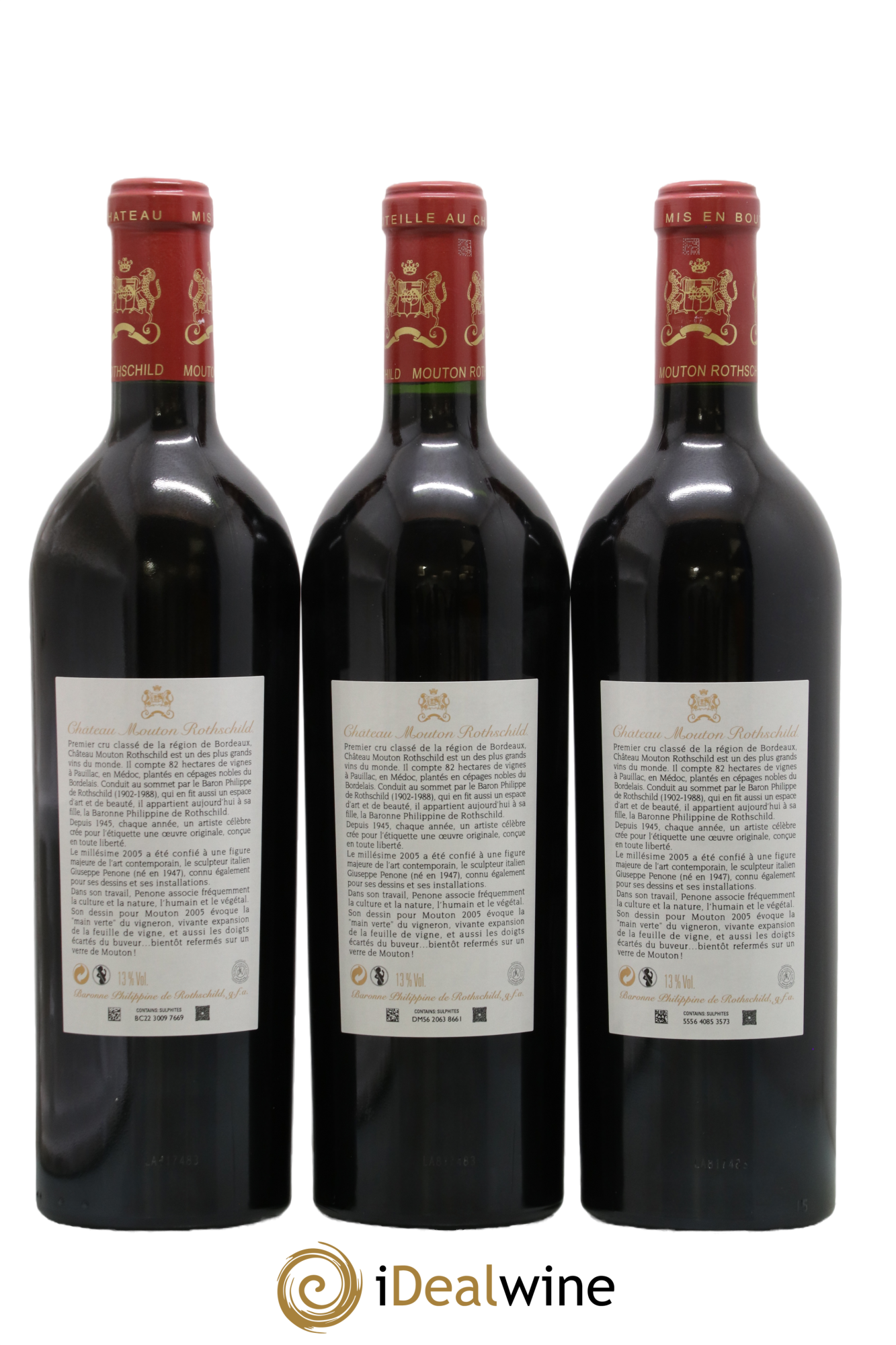 Château Mouton Rothschild 1er Grand Cru Classé 2005 - Lot de 3 bouteilles - 1