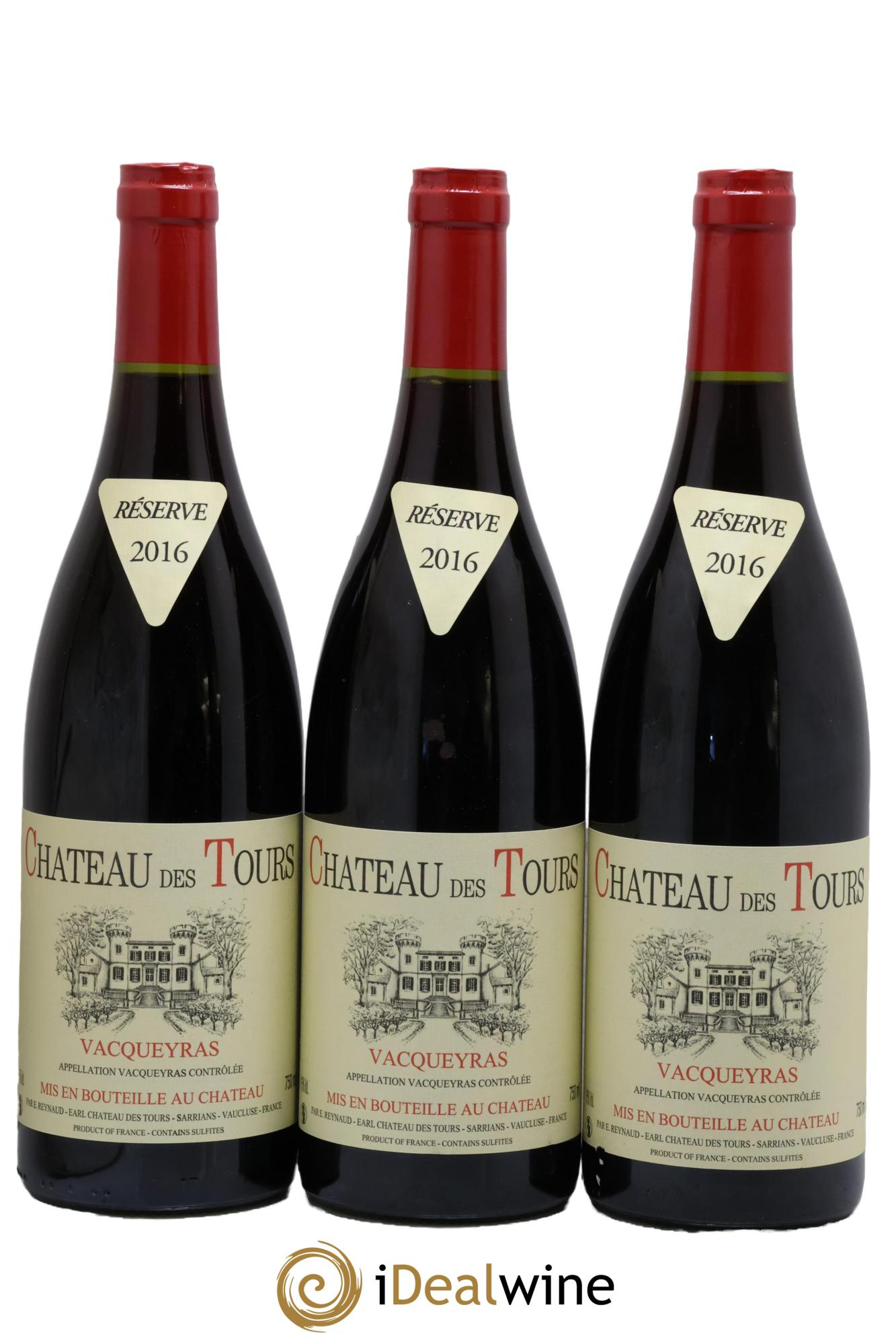 Vacqueyras Château des Tours Emmanuel Reynaud 2016 - Lot de 3 bouteilles - 0