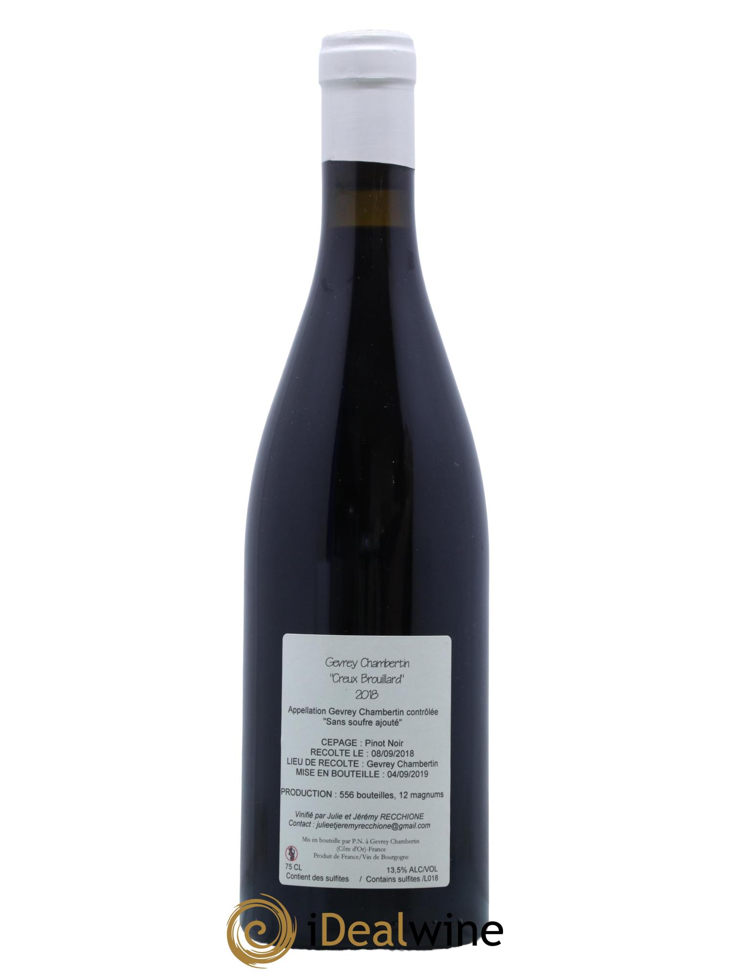 Gevrey-Chambertin Creux Brouillard Jérémy Recchione 2018 - Lot de 1 bouteille - 1